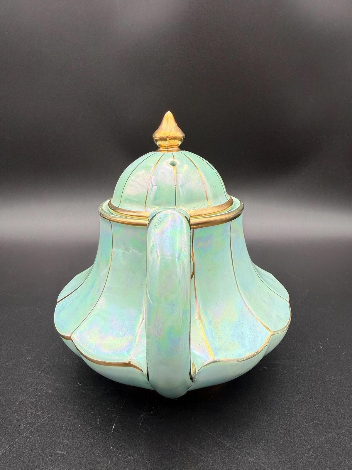 Antique Iridescent Lustre Teapot Gold Trim England Sadler Style
