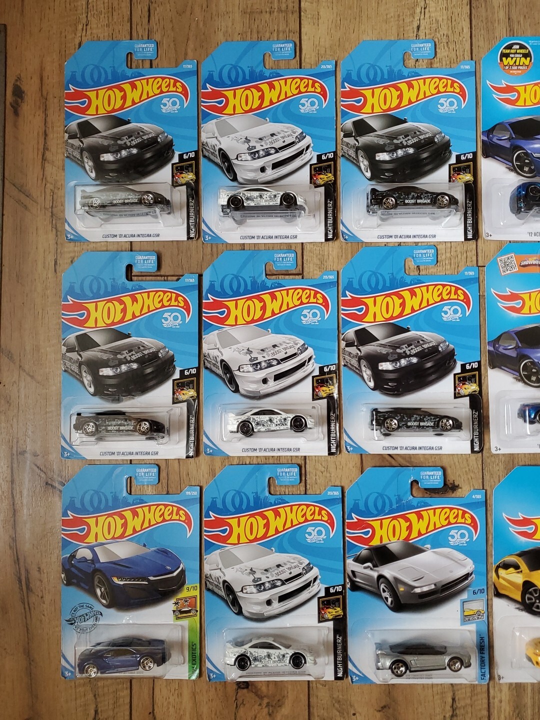 Hot Wheels Custom ’01 Acura Integra GSR Nightburnerz ’17 Acura NSX Lot Of 12