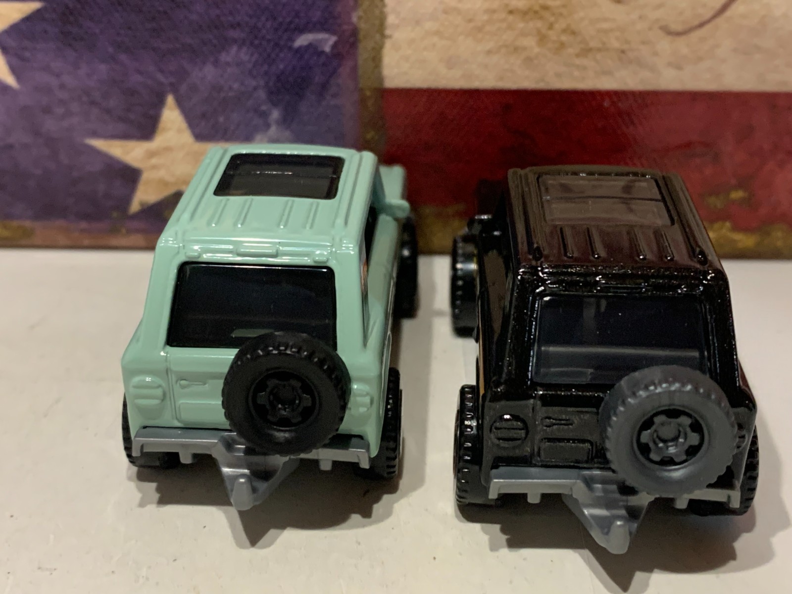 MATCHBOX MBX FIELD CAR X2. BLACK & SEAFOAM GREEN LOOSE NICE
