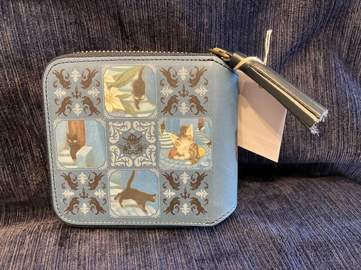 Wachifield Dayan Aoi Machi Leather Wallet Round Bifold Japan Blue 4.7×3.5 in