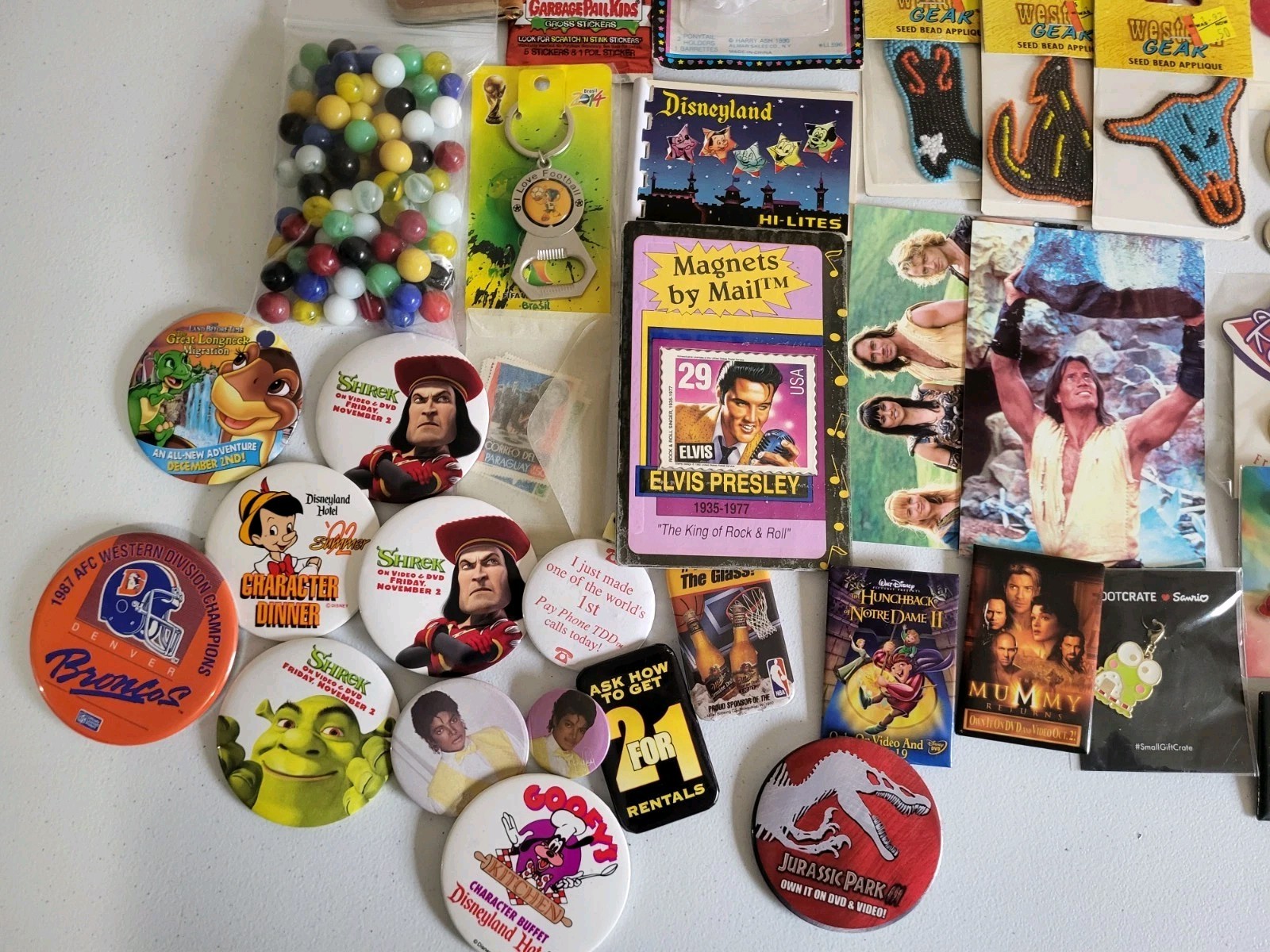 Vintage Mixed Junk Drawer Lot Estate Sale Find Pins Patches Jewelry Disney