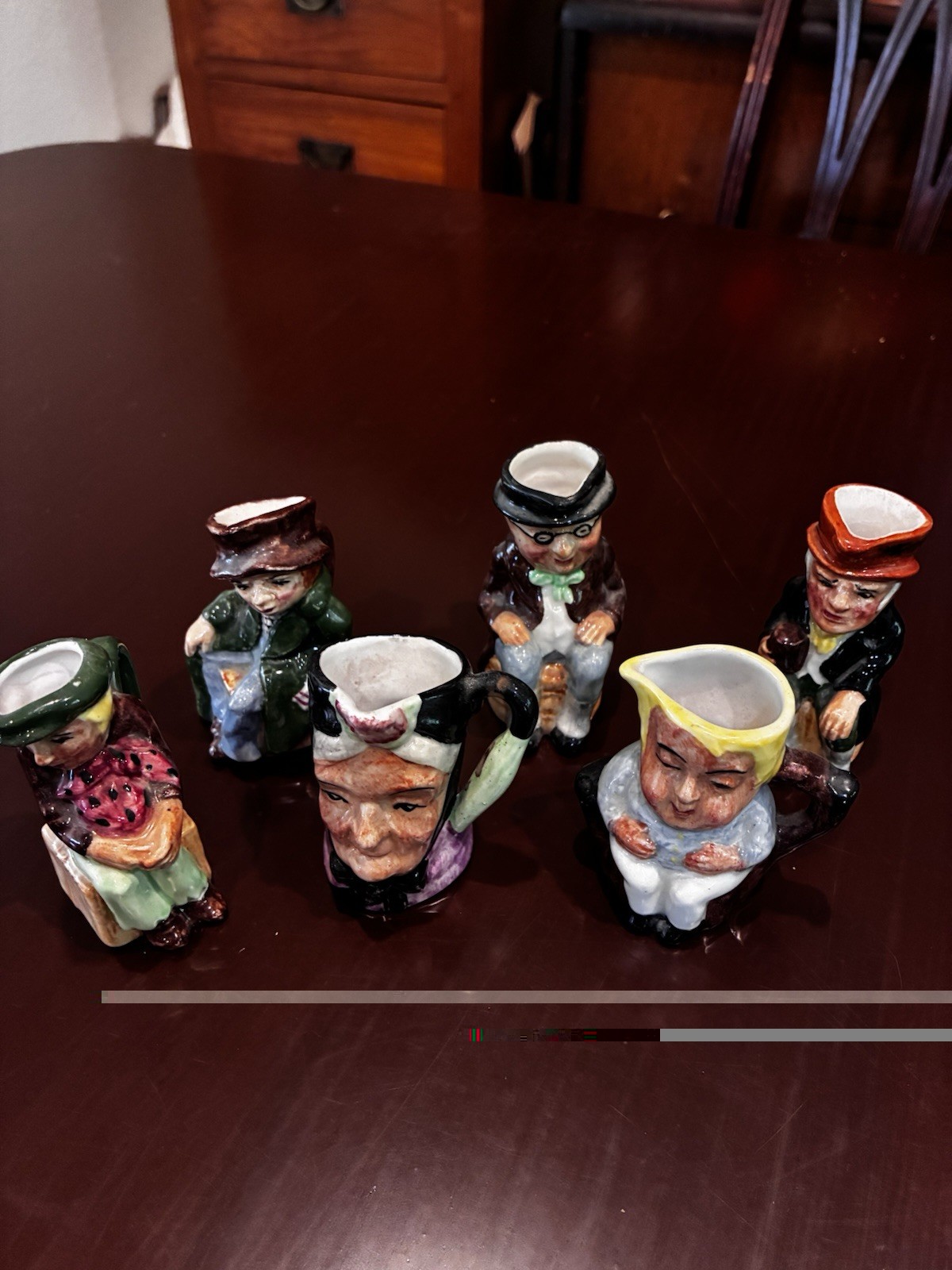 Vintage Artone England Miniature Toby Jug Figurines 3in Set Of 6