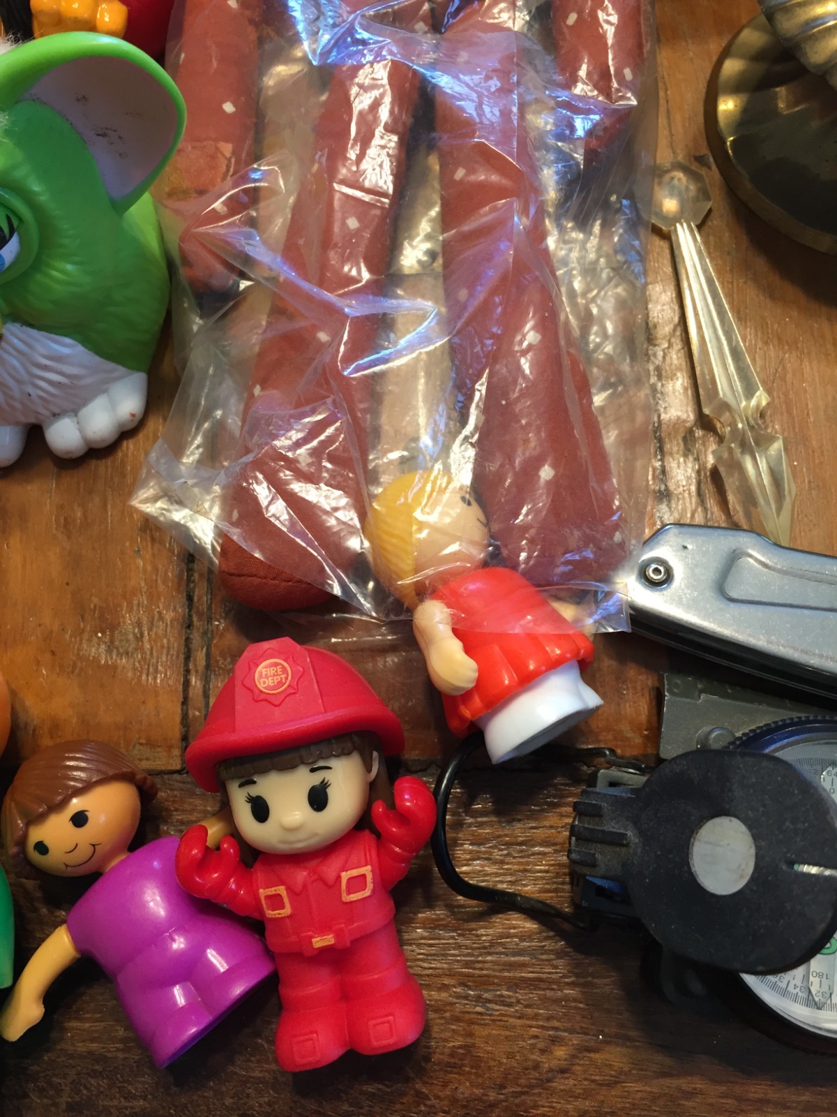 Junk Drawer Lot 35 Items,Brass,Trinket,Electronics,Knife,Bottle,Furby,Compass,J3