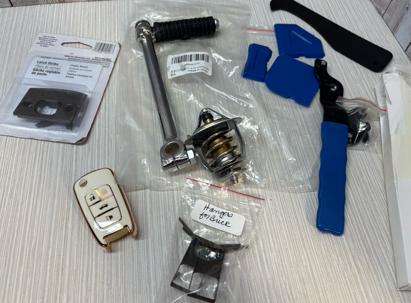Garage & Misc Junk Drawer Lot New & Used Car Thermostat, Dirt Bike kick start +