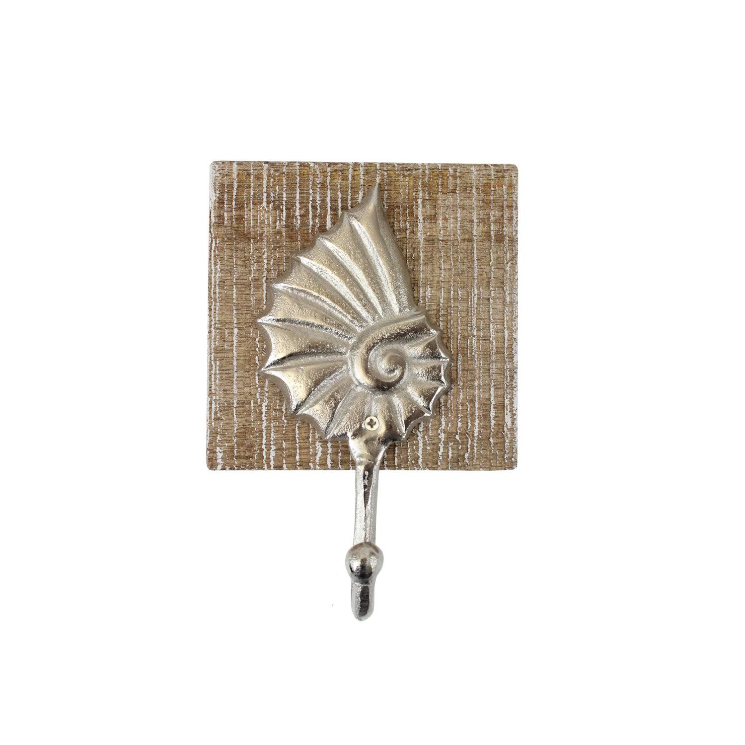 Beachcombers Wood, Metal Seashell Wall Hook, 7″