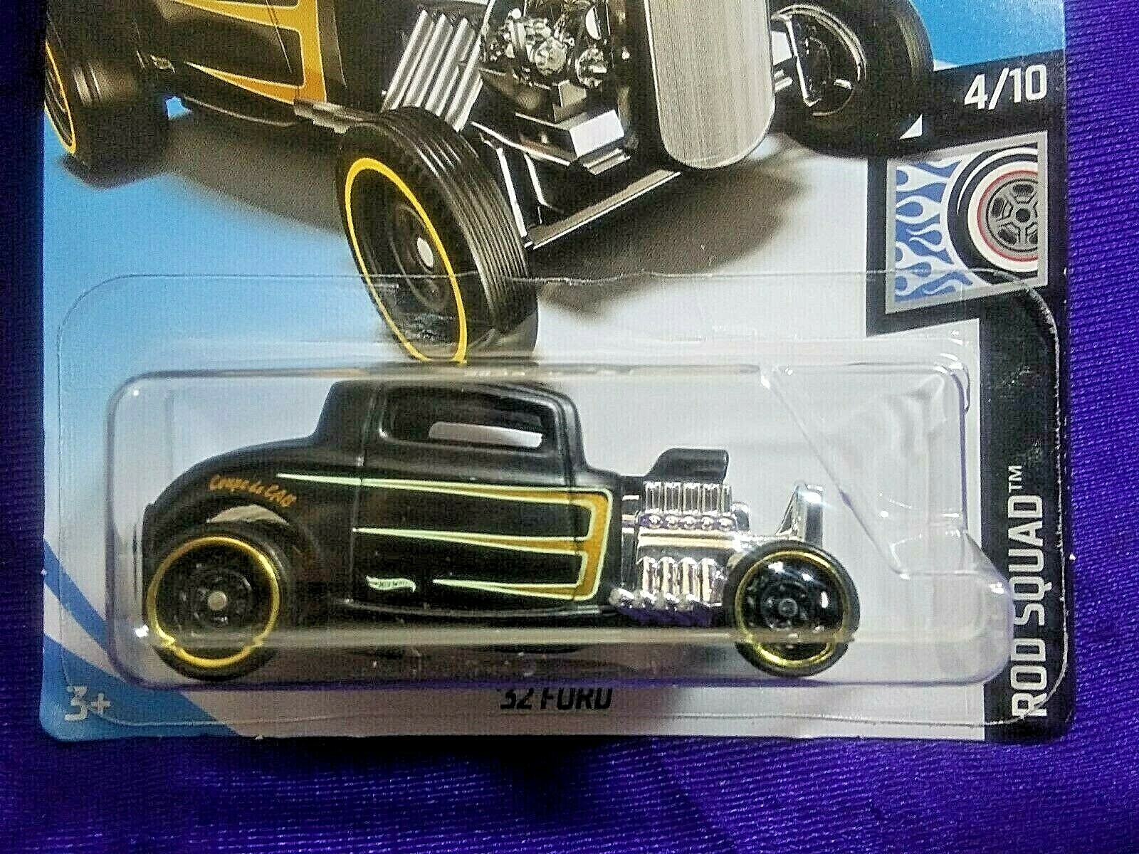 Hot Wheels ’32 Ford Black Exposed Engine Rod Squad #4/10 Die-Cast 1:64 Scale New