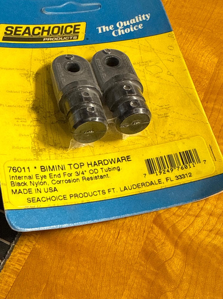 SEACHOICE 2 Pack 3/4 In OD Round Tubing Bimini Top Black Plastic Internal Eye