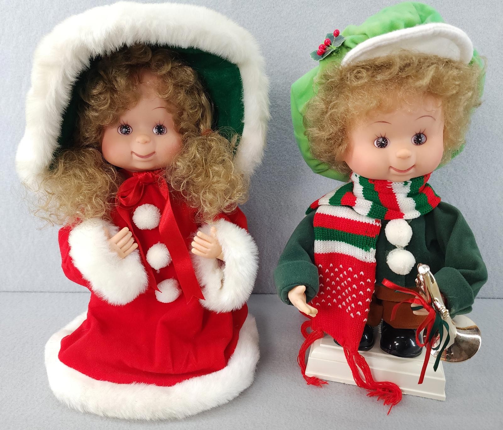 Santa’s Best Animated Christmas Dolls Boy & Girl Set Vintage Thailand