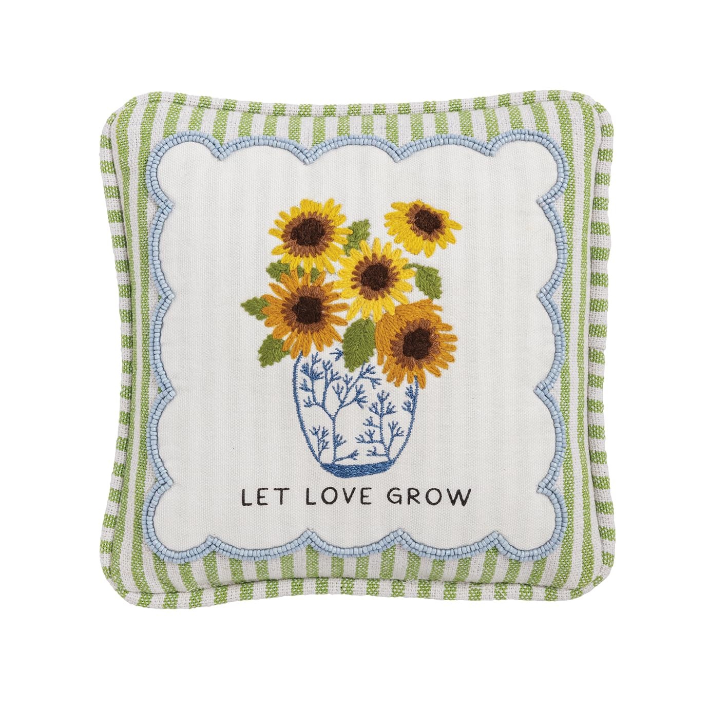 Mud Pie Front Embellished Love Grow Pillow