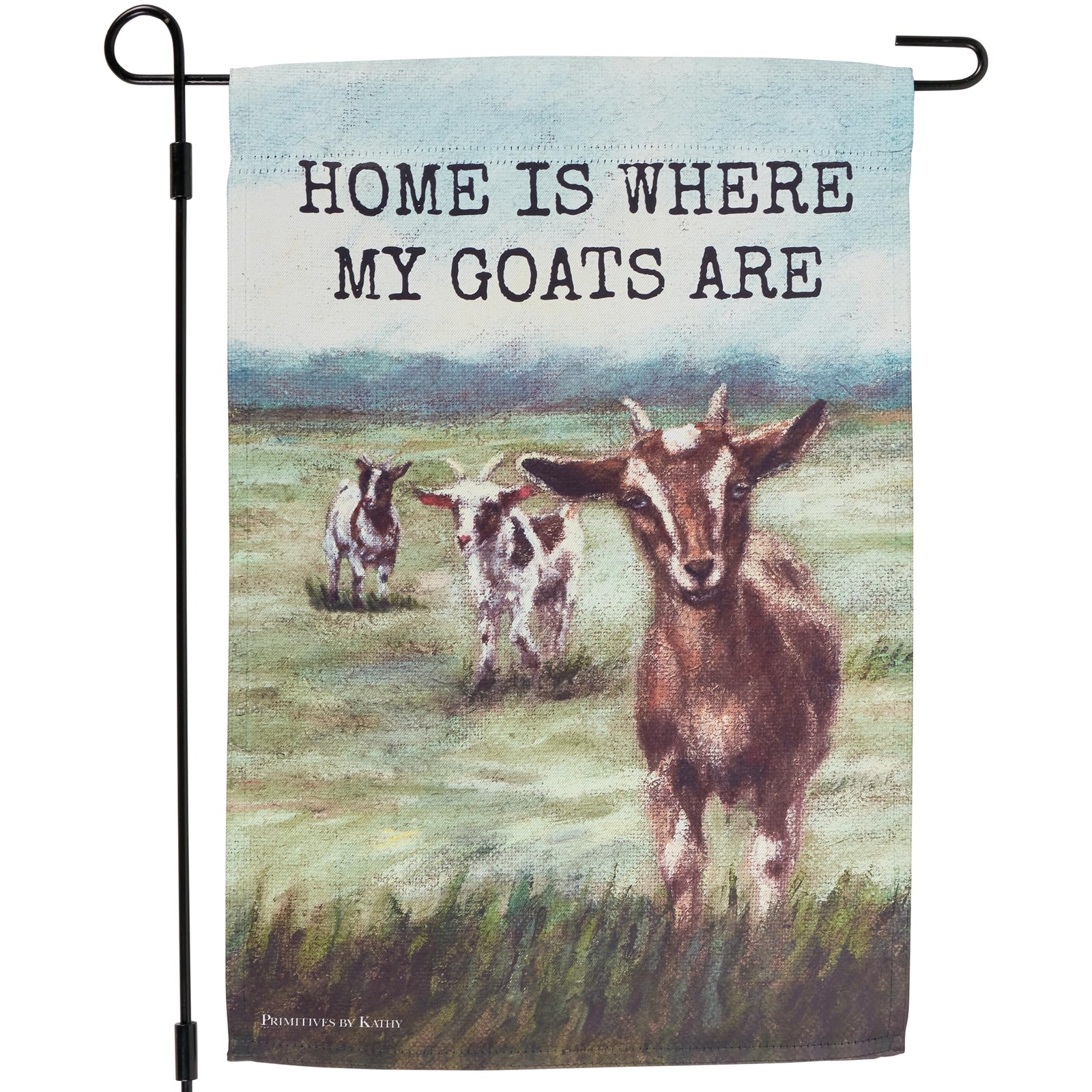 Primitives by Kathy Double-Sided Garden Flag, Home Where My Goats Are