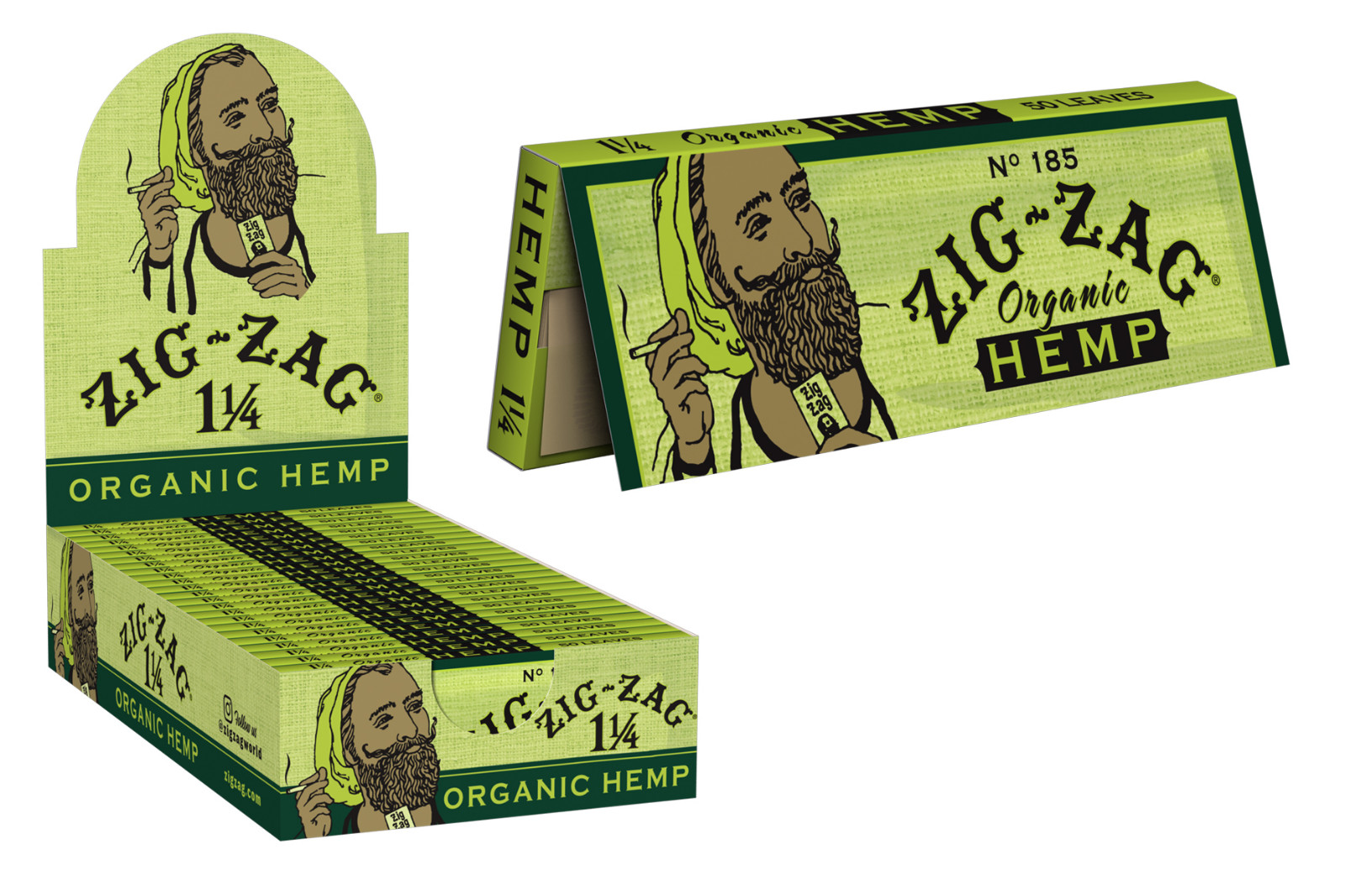 Zig-Zag Green Organic 1 1/4 1.25 – 5 PACKS – Rolling Papers FAST