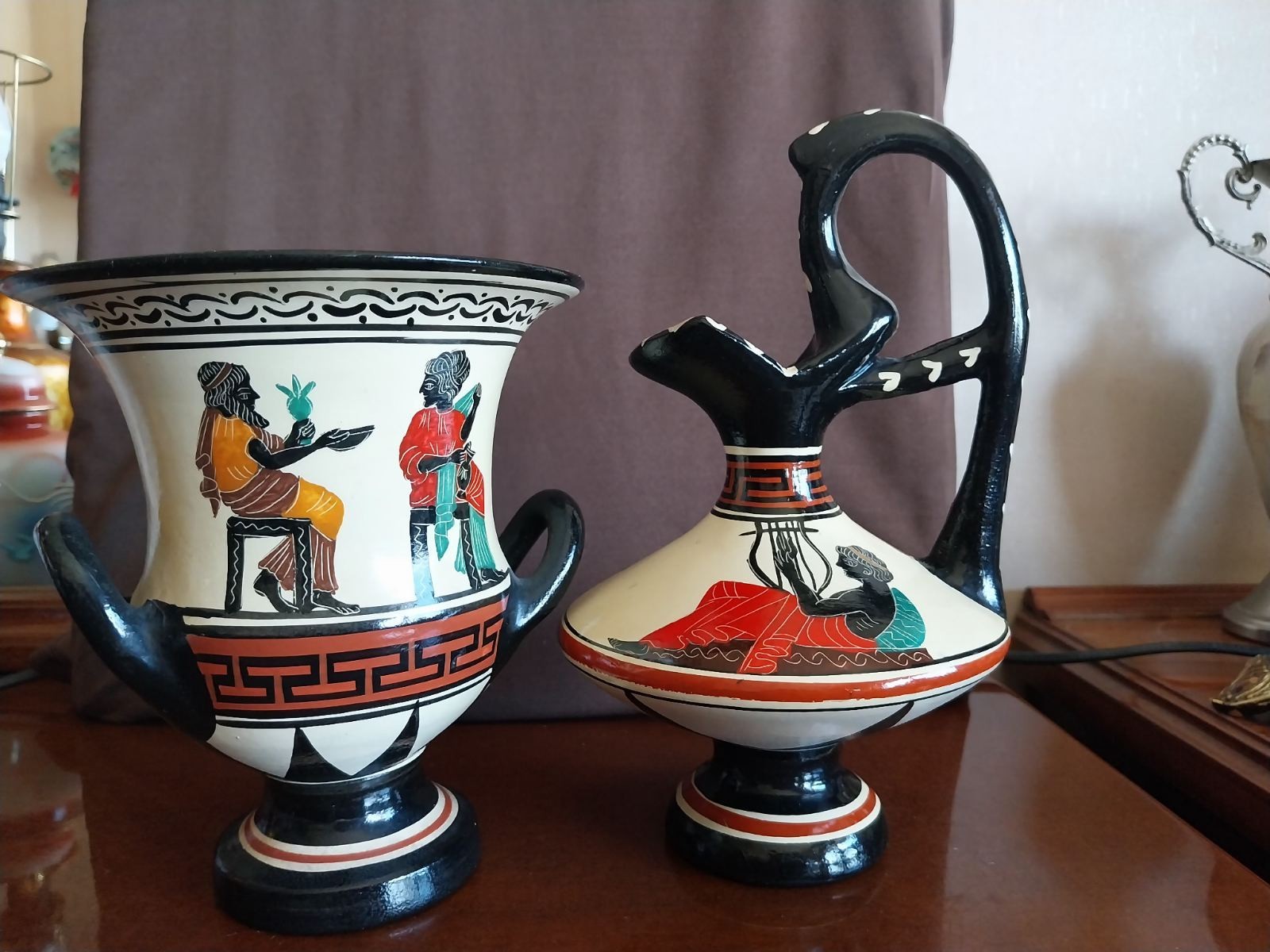 Handmade Greek Amphora Vases, Archaic Period Figures, Zeus, Hera, Aphrodite