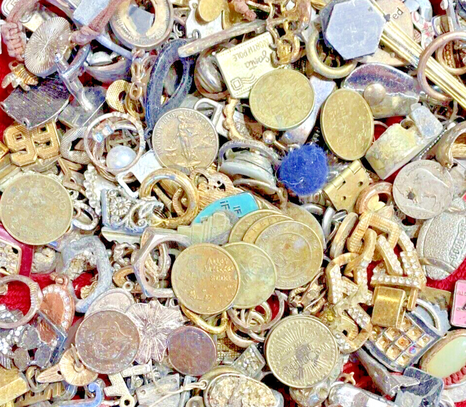 Estate Finds-Mixed smalls: Jewelry, Coins, Stamps, Watch, 10+vintage – lot A87T9