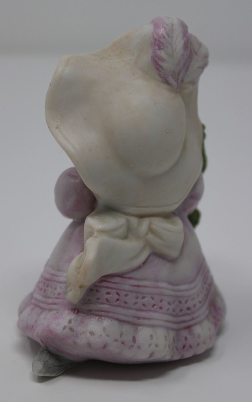 Vintage Schmid Kitty Cucumber Figurine Priscilla 1985 Cat Rose Hat Porcelain