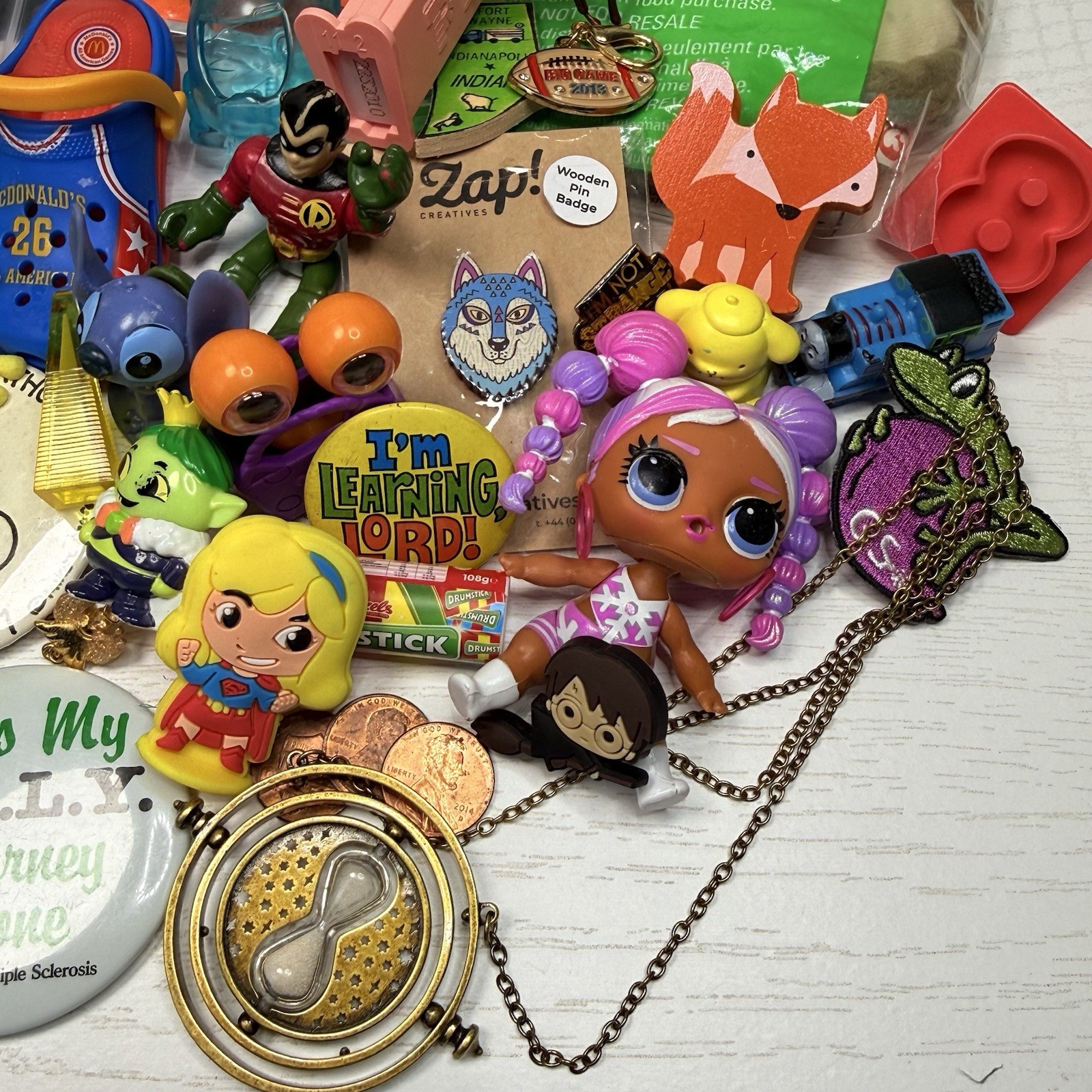 Junk Drawer Mixed Lot Assorted Smalls Toys Trinkets 2.16 Pounds