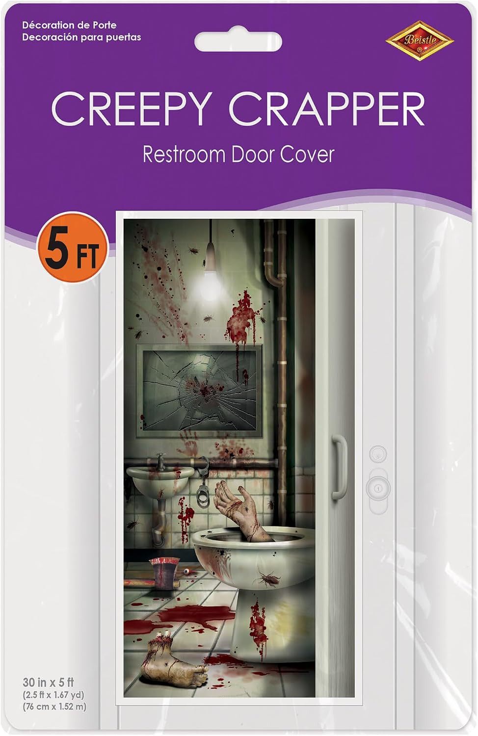 Creepy Crapper Restroom Door Cover, 5’ X 30” – Plastic for Indoor & Outdoor Use
