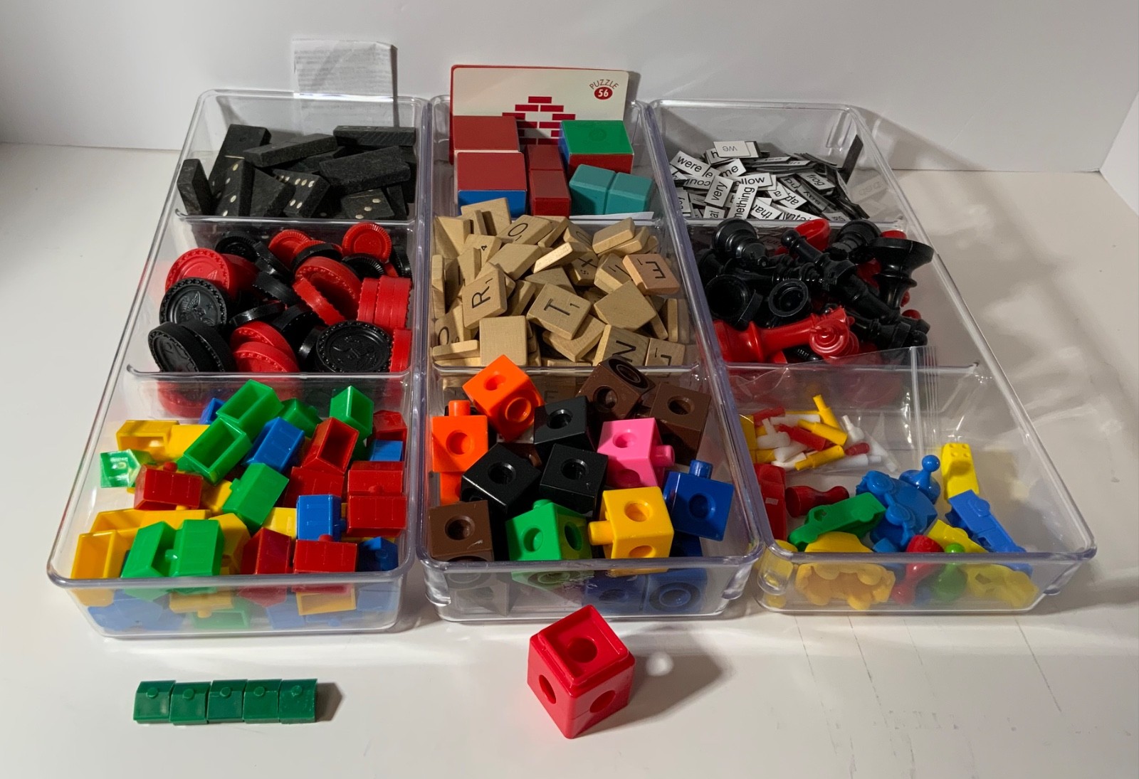 VTG Junk Drawer Lot Assemblage Art Mixed Media Small Game Pieces 1.75# Scrabble