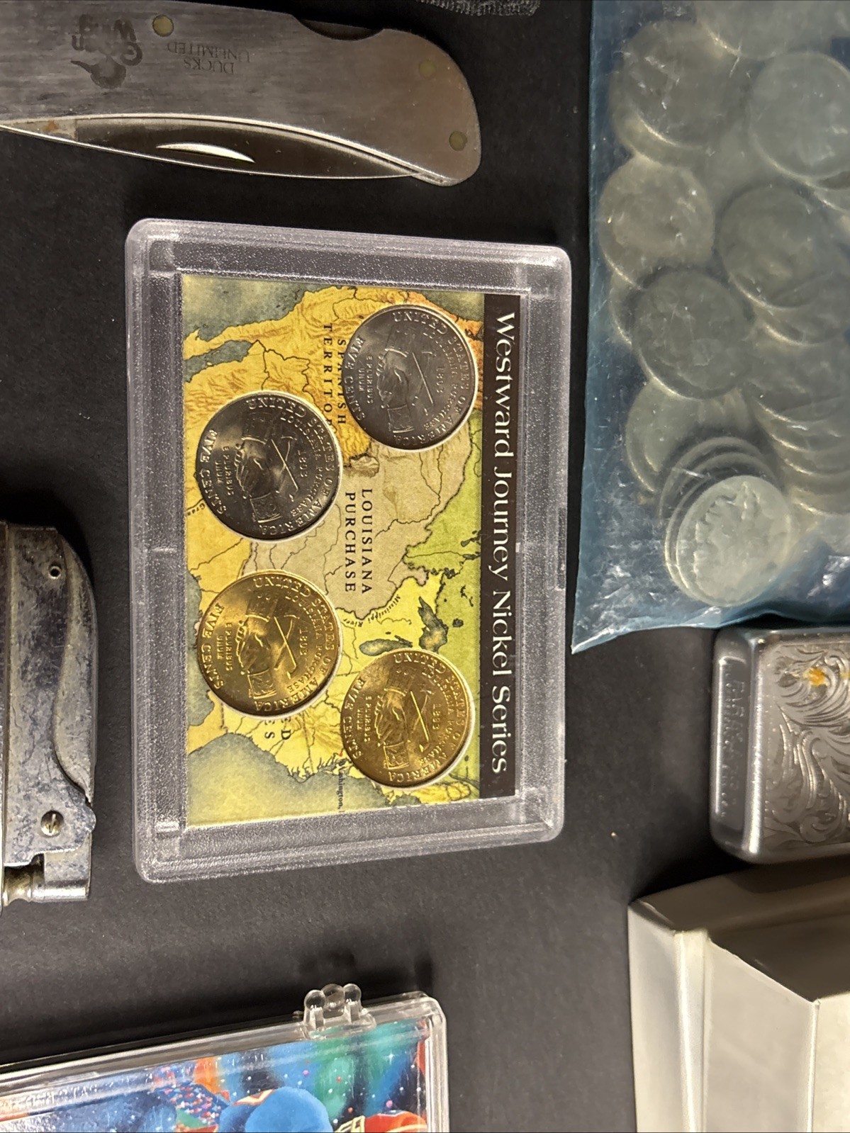 Junk Drawer Lot 1920s Buffalo Nickels, Lighters, Jewelry & More