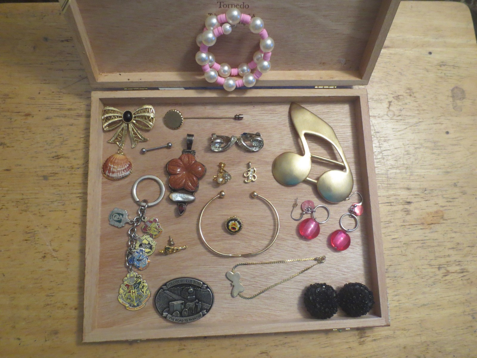 junk drawer lot jewelry lot OLD STERLING rare item old earrings shell bracelet