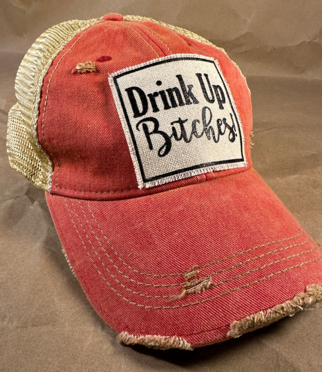 Vintage Life “Drink Up Bitches” Distressed Baseball Cap Unisex NEW