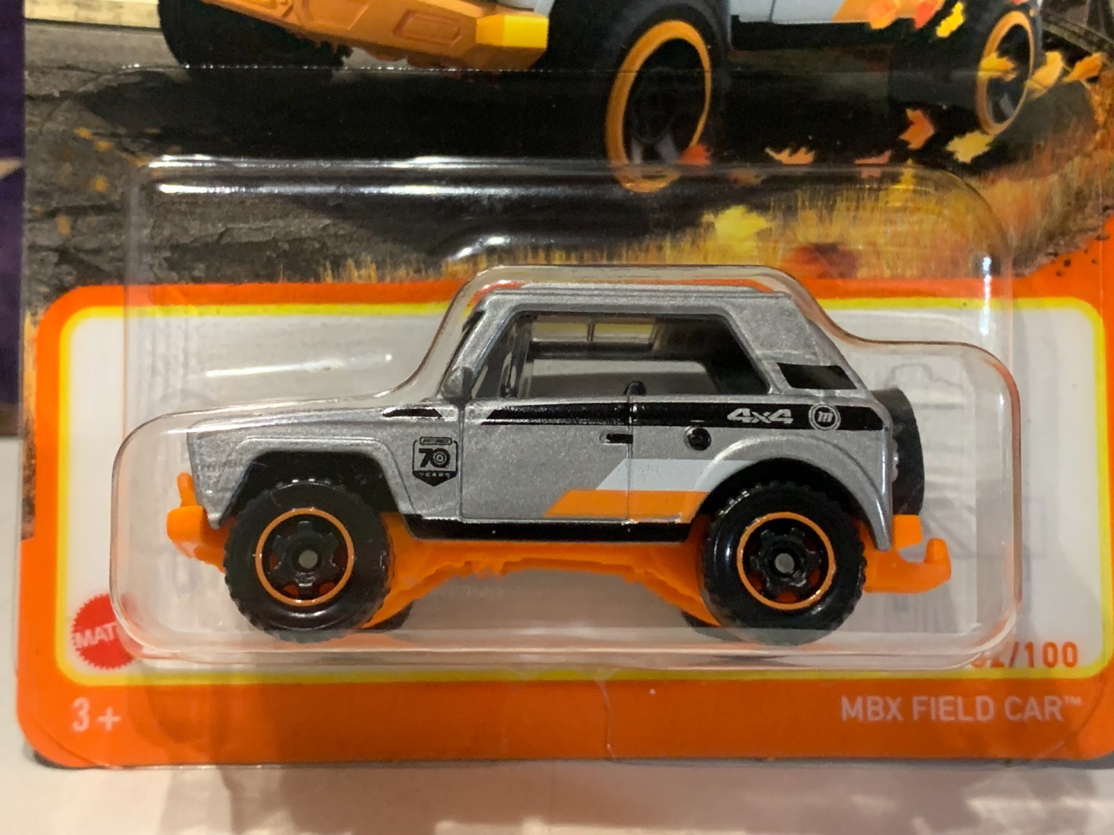 MATCHBOX MBX FIELD CAR SILVER /ORANGE MB 70 YEARS ON CARD NICE