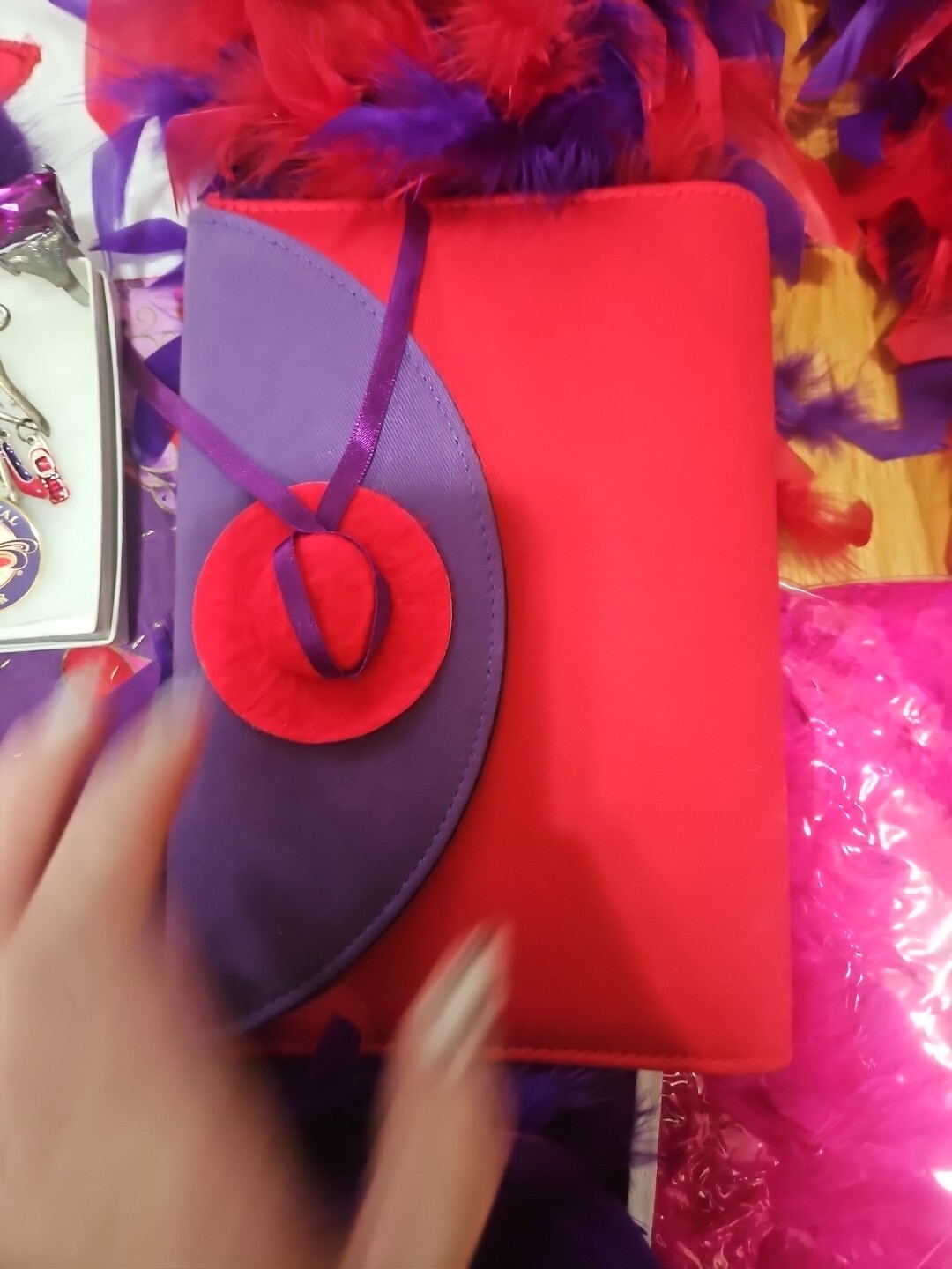 Huge Lot Red Hat Society Jewellry Pins Ornaments Feather Boas Handbags Doll