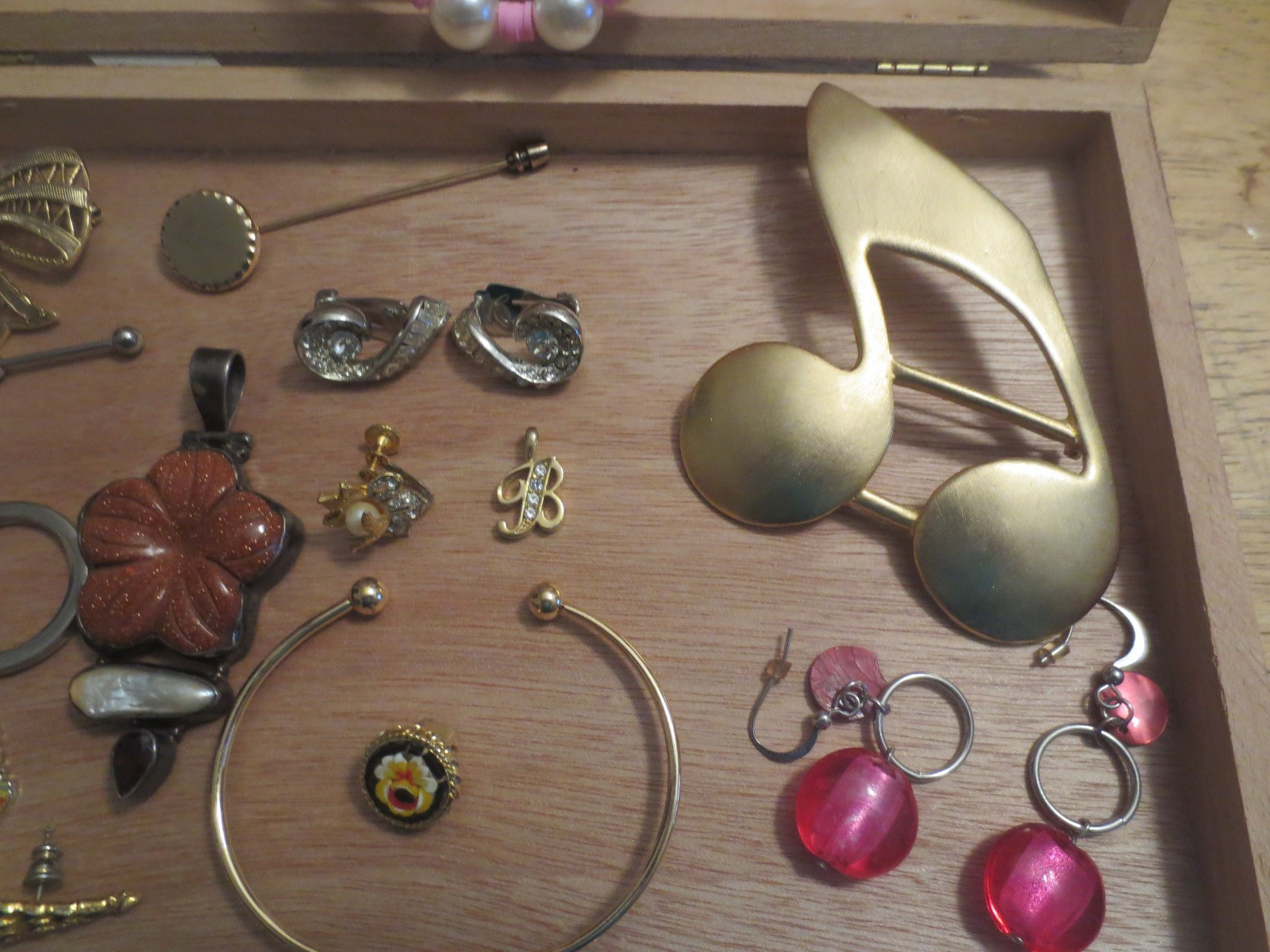 junk drawer lot jewelry lot OLD STERLING rare item old earrings shell bracelet