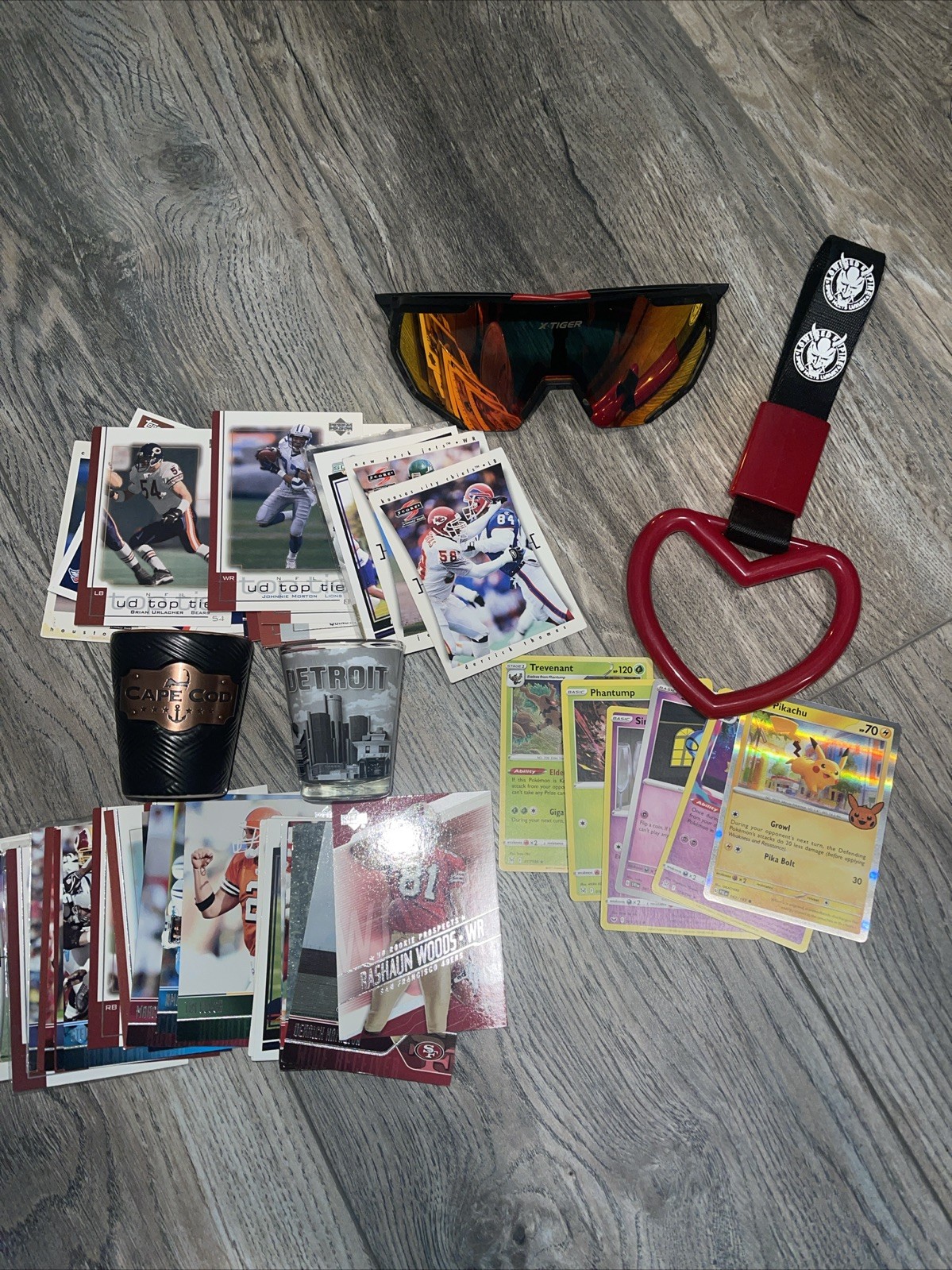 Junk Drawer Find Loot, Pokémon Cards, Football Cards Shot Glasses Card Decor￼