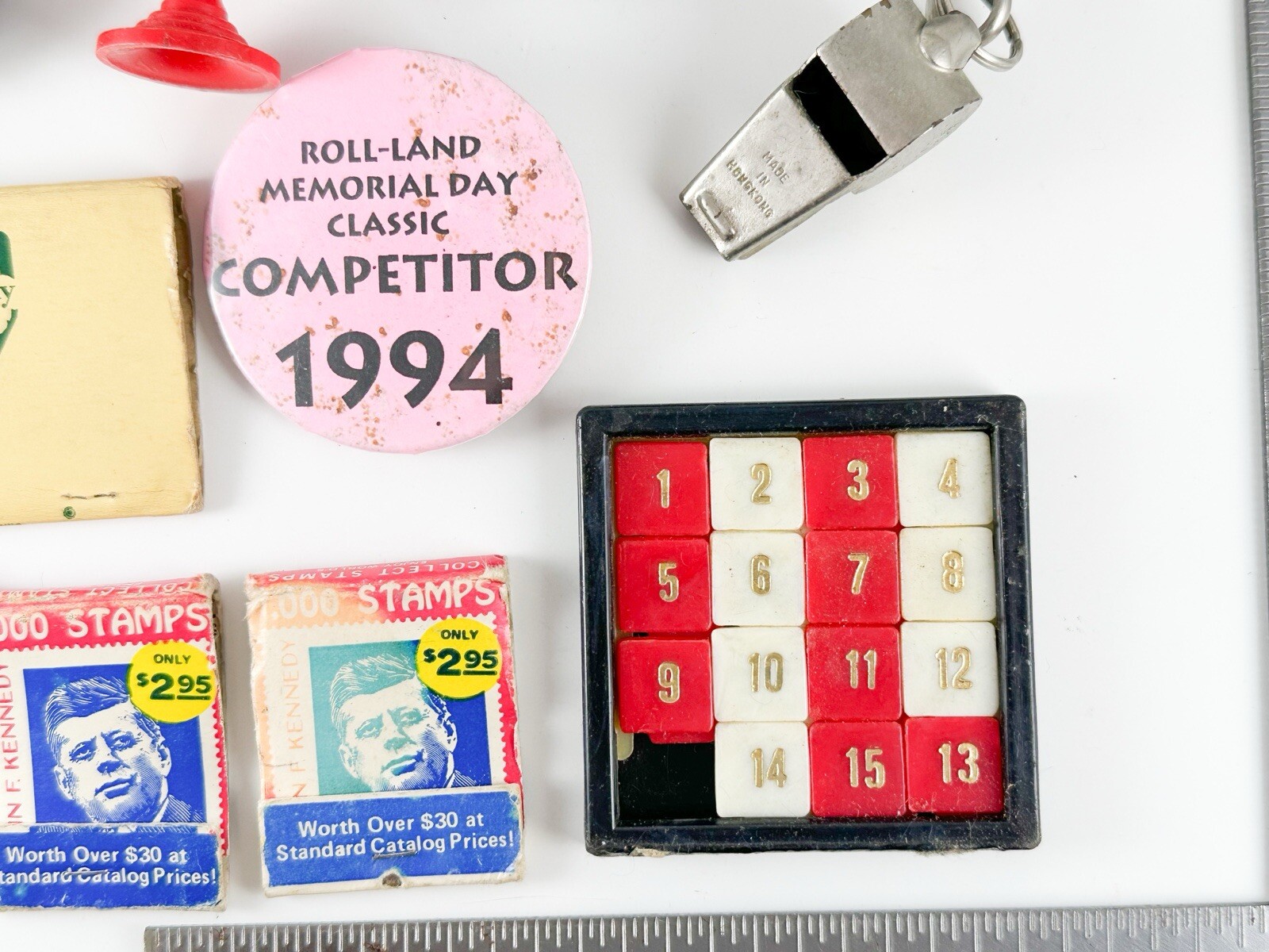 Vintage Junk Drawer Lot Button Matches Whistle Key Game Pieces Car Parts