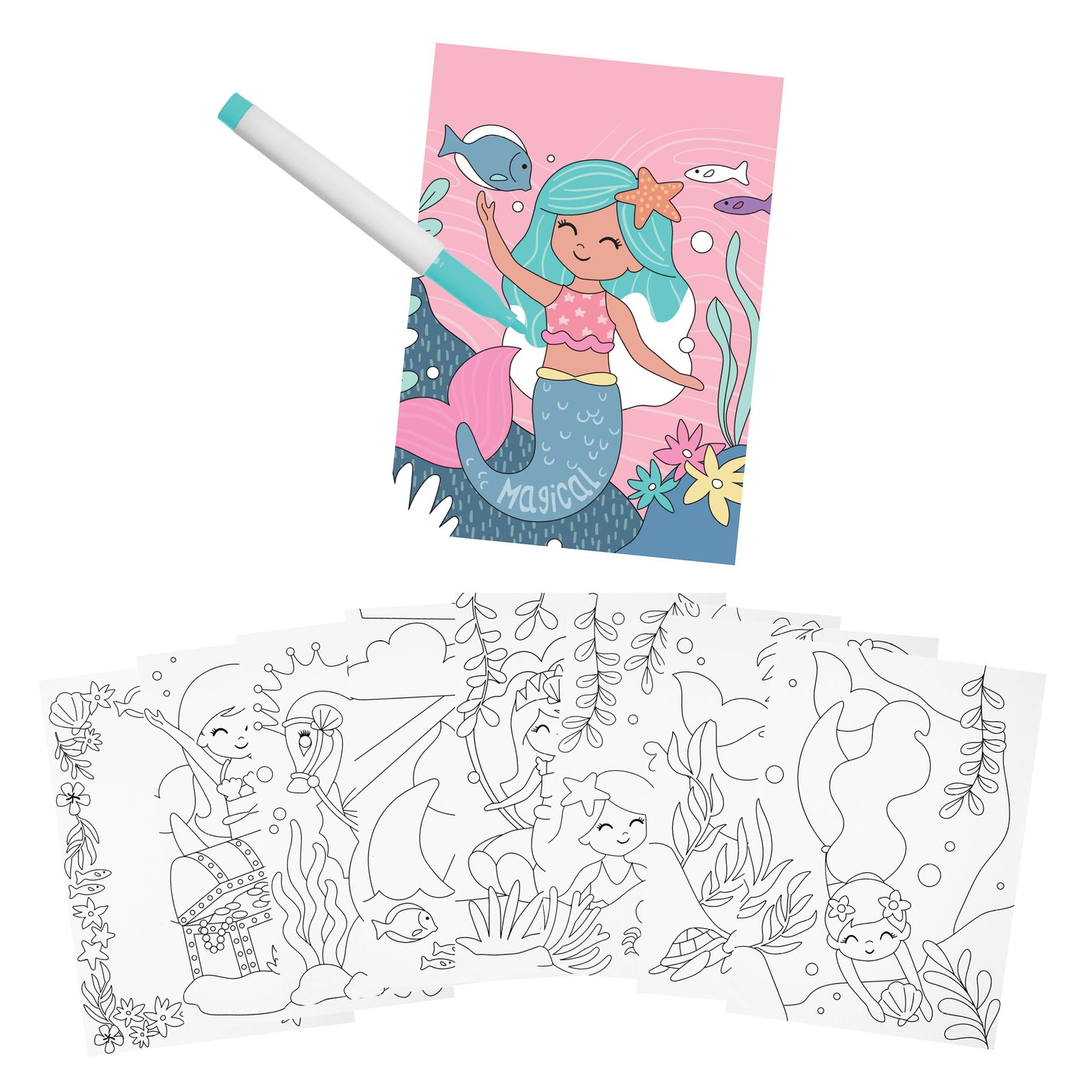 Stephen Joseph Wonder Ink Toddler Art Set, Mess Free Coloring, Mermaid