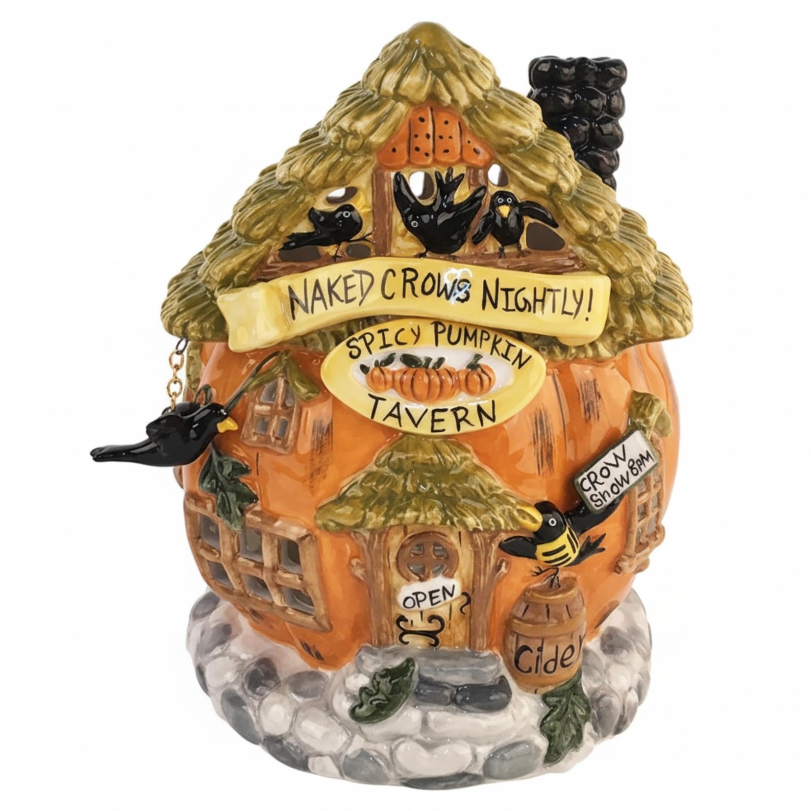 Blue Sky Clayworks Crow Candle House, 7.5″ Multicolor Harvest Decor