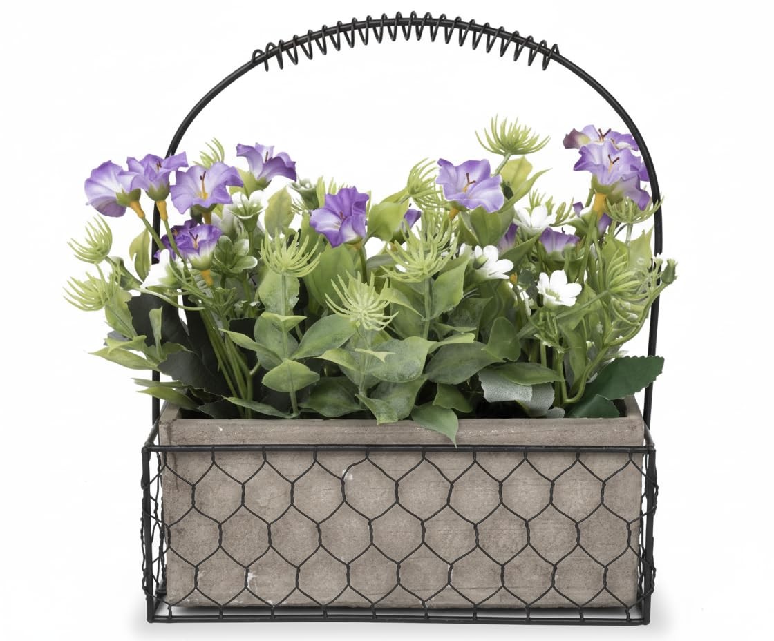 Blossom Bucket Silver Wire Basket – 7.25″ x 8.25″ Round Modern Outdoor Decor