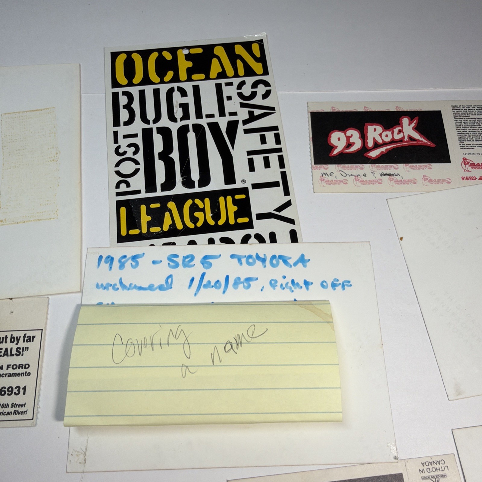 1980s & 90’s Nostalgia Lot Bugle Boy, Car Photos, Concert Ticket Stubs & More