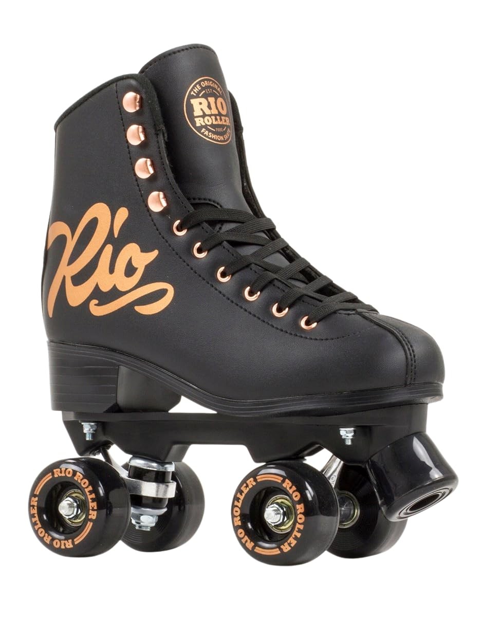 Rio Roller Rose Quad Skates Unisex Indoor Outdoor Mens 8 Ladies 9 Black Gold