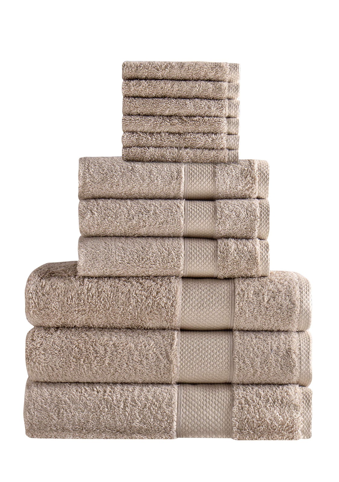 Towels Beyond Turkish Cotton 12-Piece Bath Towel Set, Madison Collection, Beige
