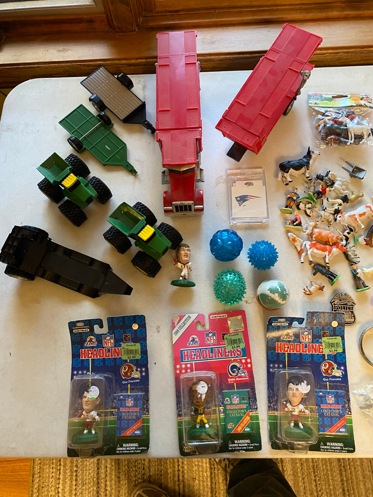 Huge Junk Drawer Toy Games Car Tractors Semi Blocks Figures NFL Stuff Lot Bundle