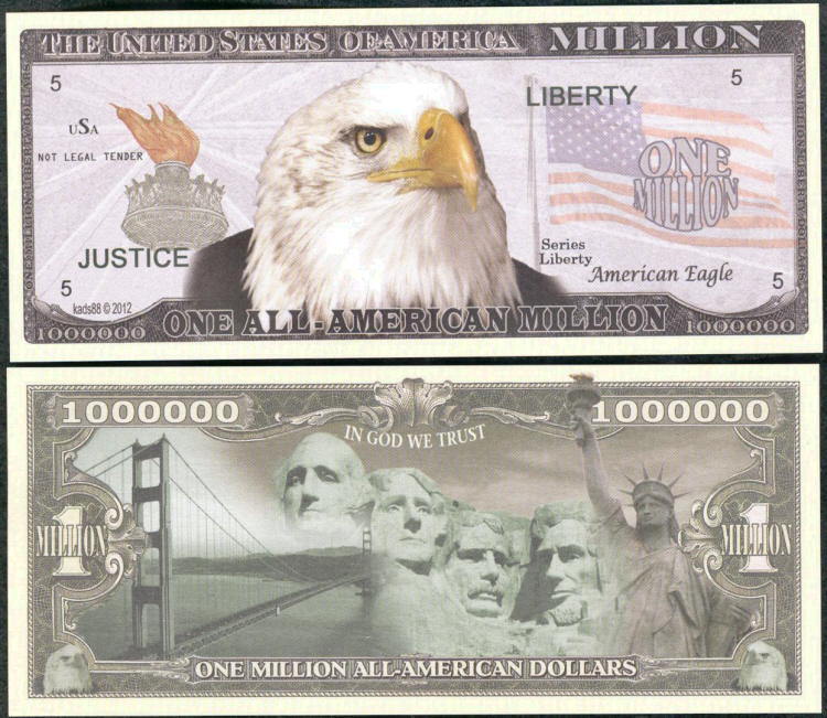 Lot of 100 – EAGLE ALL-AMERICAN GOLDEN GATE BRIDGE, MT RUSHMORE LIBERTY BILLS