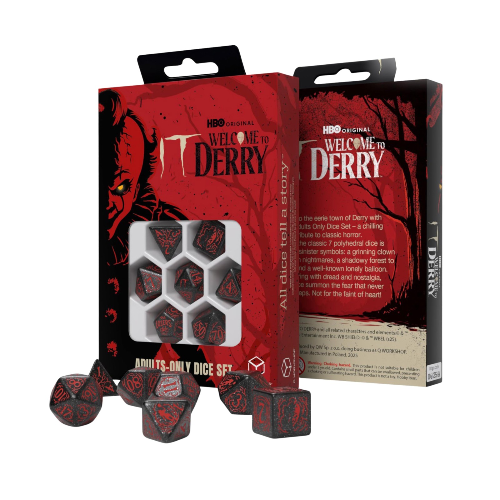 It: Welcome to Derry Adults-Only Dice Set, Black Glitter Polyhedral RPG, 18+