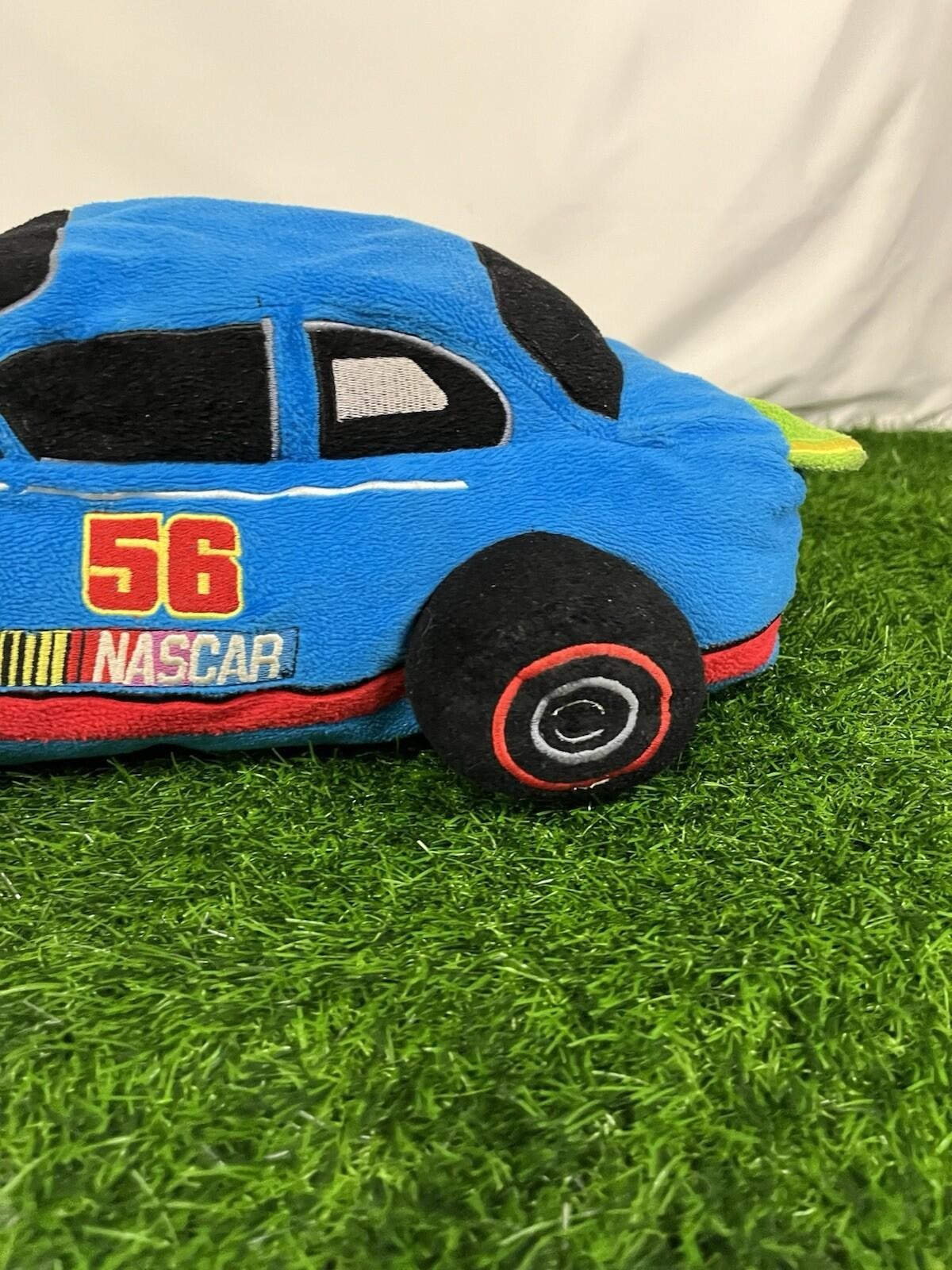 Rare Y2K NASCAR Martin Truex Junior Plush Car Pillow 56 Blue Green 19″ Dan River