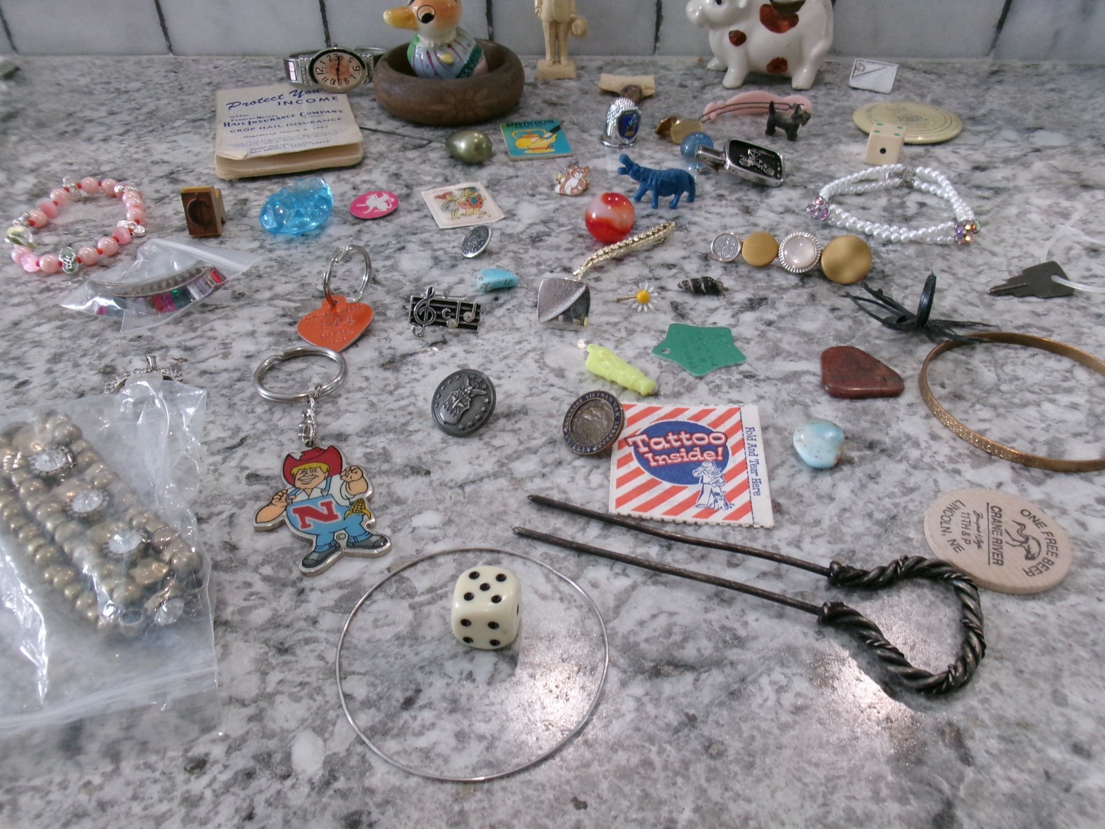 Vintage Junk Drawer/Trinket Lot, 50 Piece Lot, 1.3lbs – #1