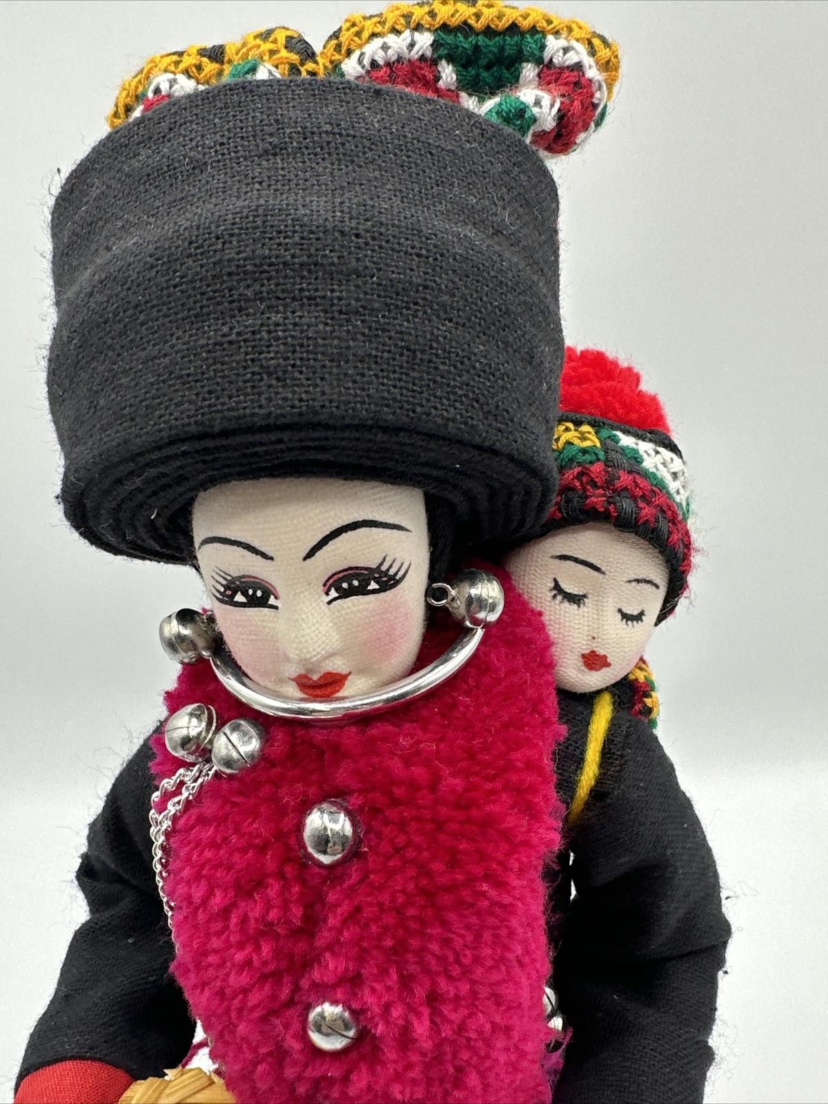 Vintage Thailand Yao Hill Tribe Doll 10″ Folk Art Handmade Vanida S. Mongkhon