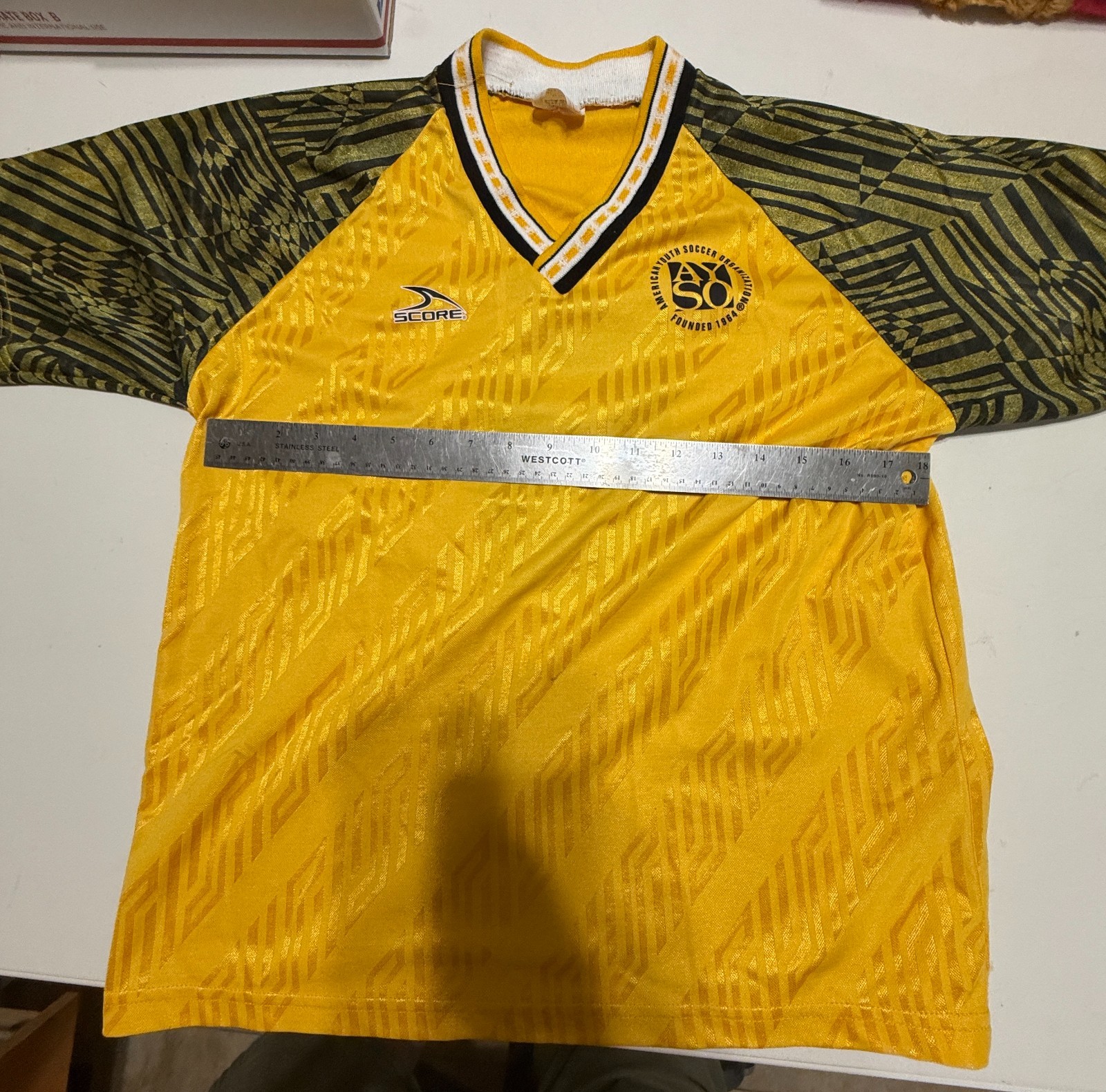 PRE-WORN Vintage Tee Shirt: AYSO Yellow and Green Youth Soccer Jersey