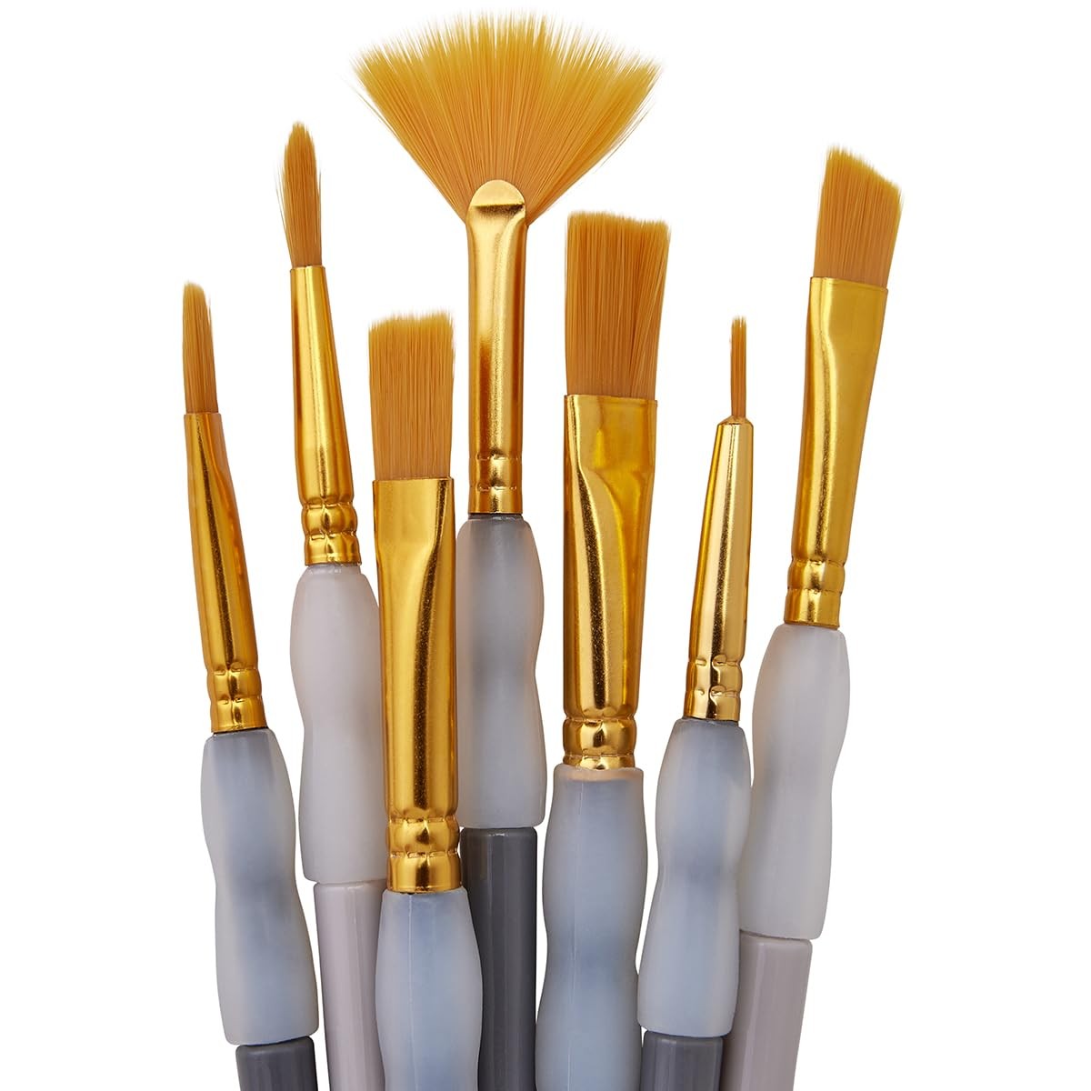 KINGART 7pc Nylon Artist Brush Set Zipper Case Multi Medium Paint Brushes