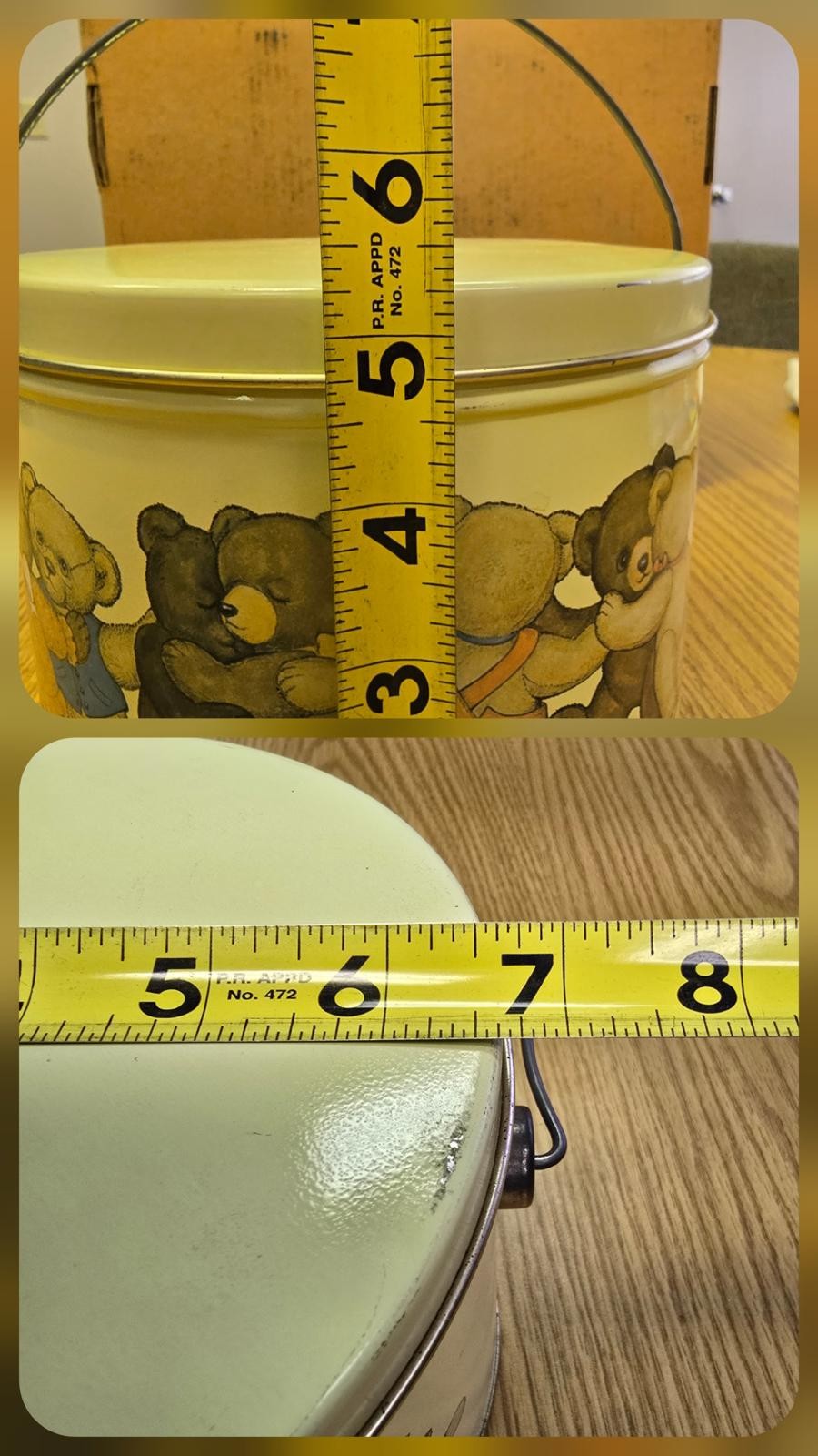 Collectible tin, Teddy Bucket with handle The Popcorn Factory