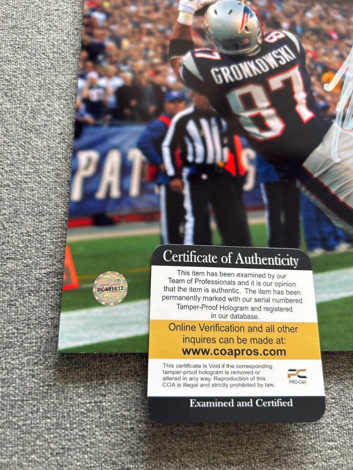 Rob Gronkowski New England Patriots Autographed Signed 8×10 Photo COA