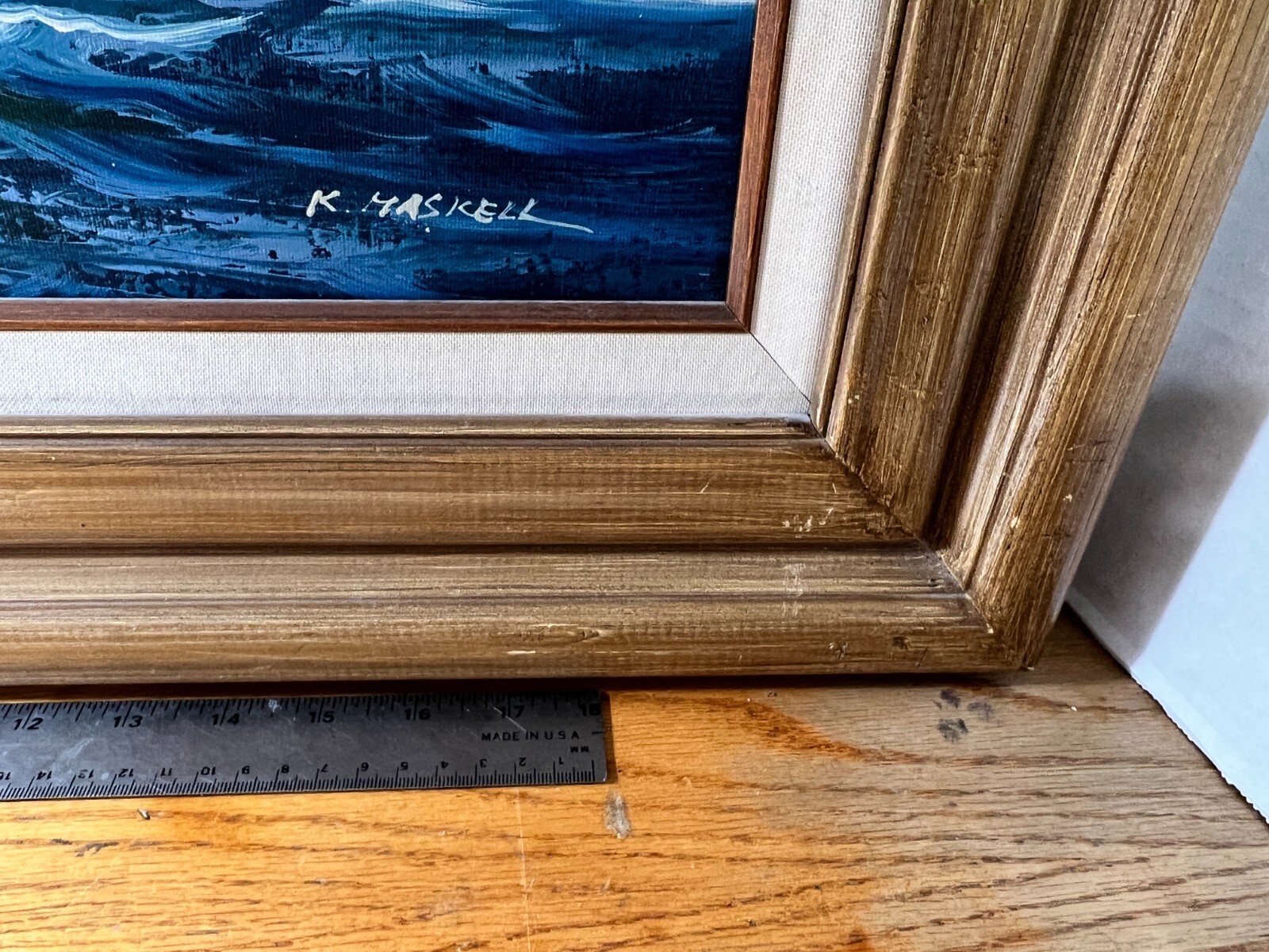 Framed K Maskell Sailing Ship Open Seas Painting 12×16