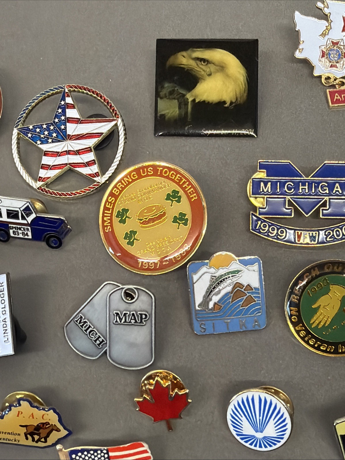 VTG Lapel Pins Lot – Vfw, Michigan, Travel, Flag, Eagle, Conventions #1 ms1