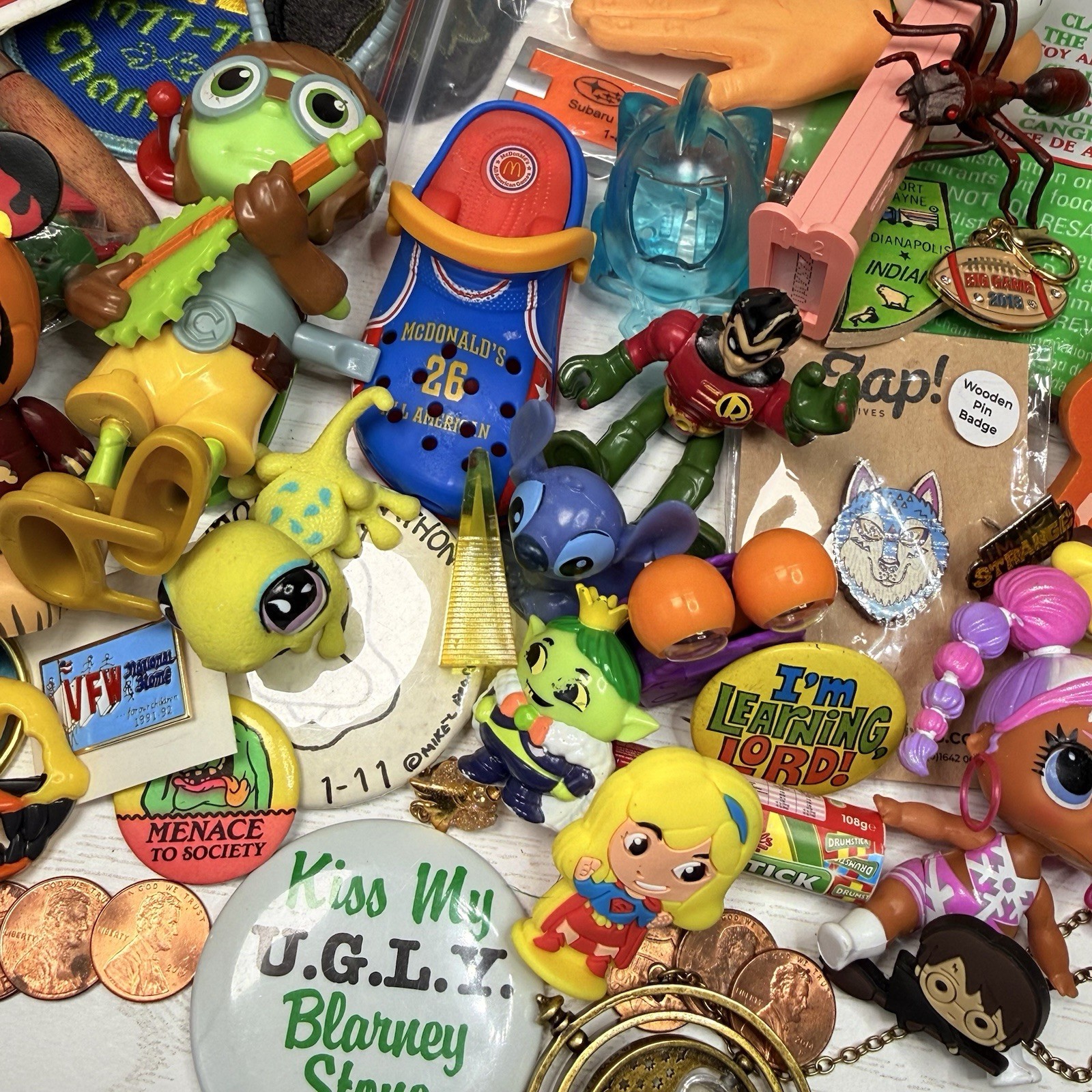 Junk Drawer Mixed Lot Assorted Smalls Toys Trinkets 2.16 Pounds