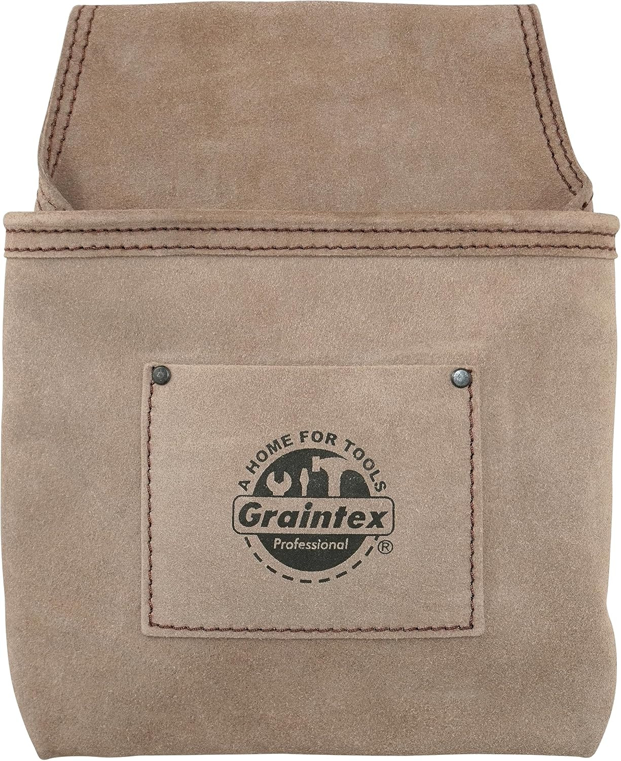 SS2050 One Pocket Nail & Tool Pouch Beige Color Suede Leather for Constructors,