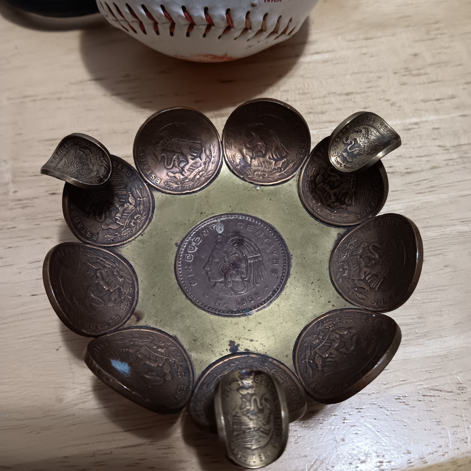 Vintage Estate Lot Mixed Collectibles, Box Stamp Set Coin Ashtray Brass Ducks